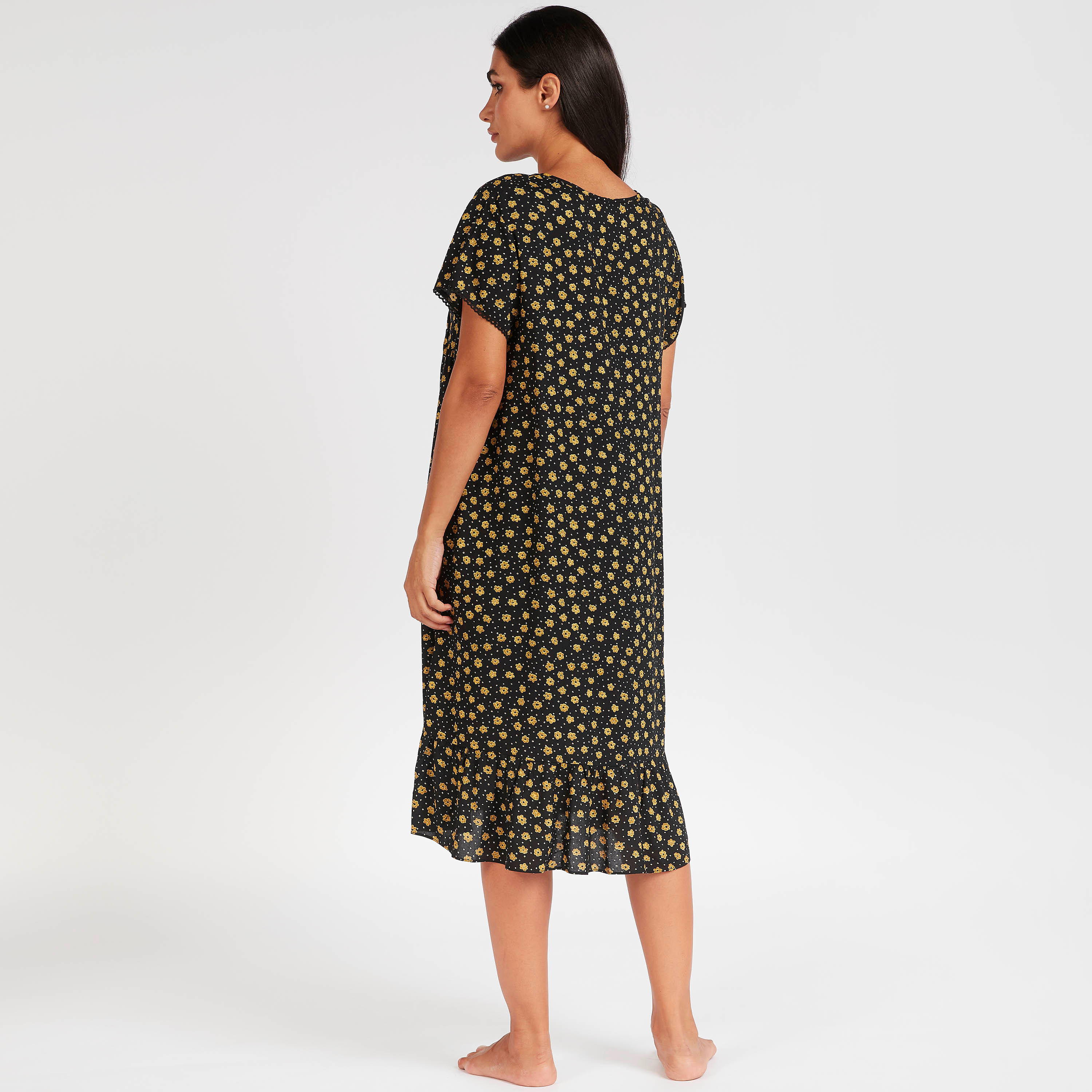 فستان ميدي بياقة مستديرة وأكمام قصيرة وطبعات زهرية-women-clothing-nightwear-nighties-image-4