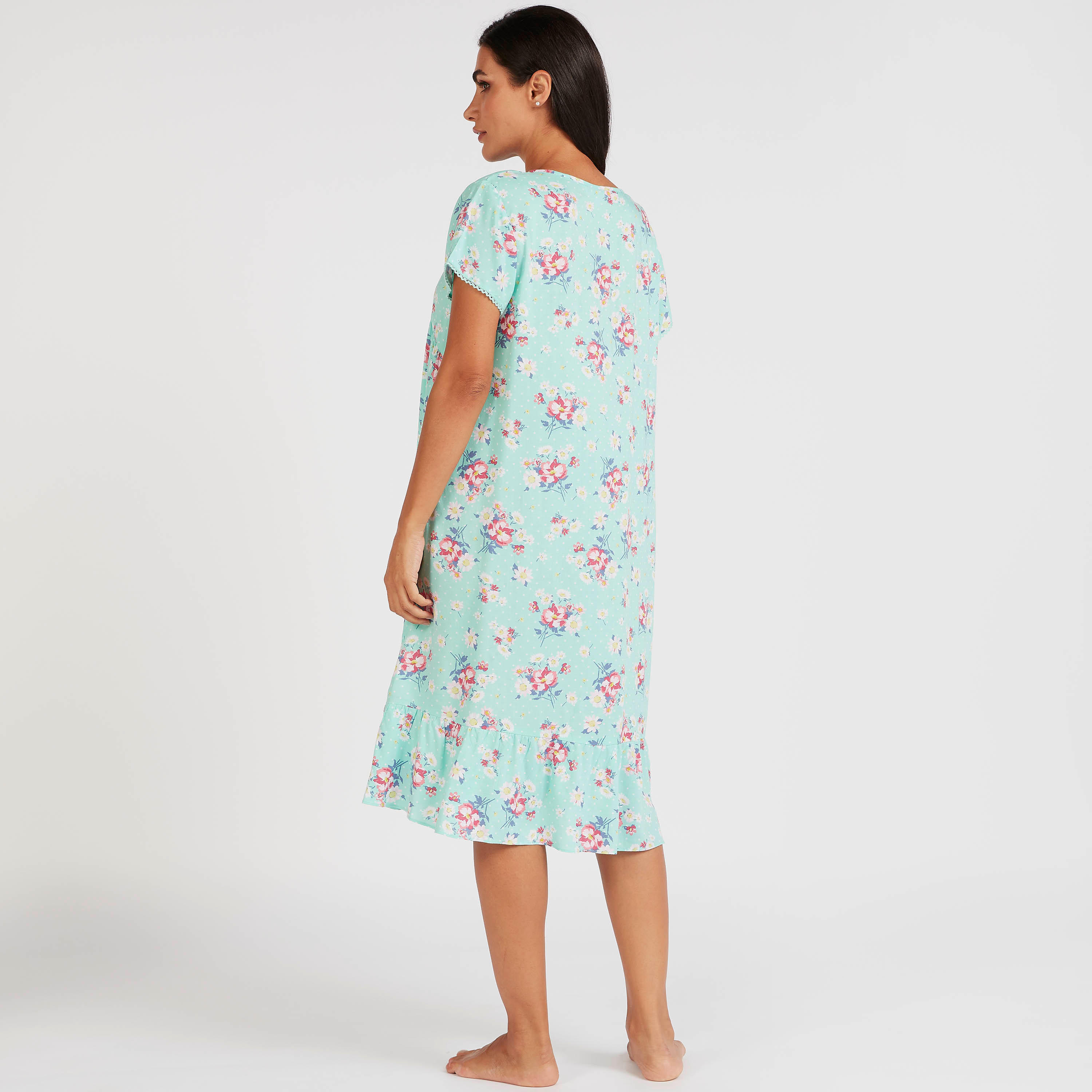 فستان ميدي بياقة مستديرة وأكمام قصيرة وطبعات أزهار-women-clothing-nightwear-nighties-image-4