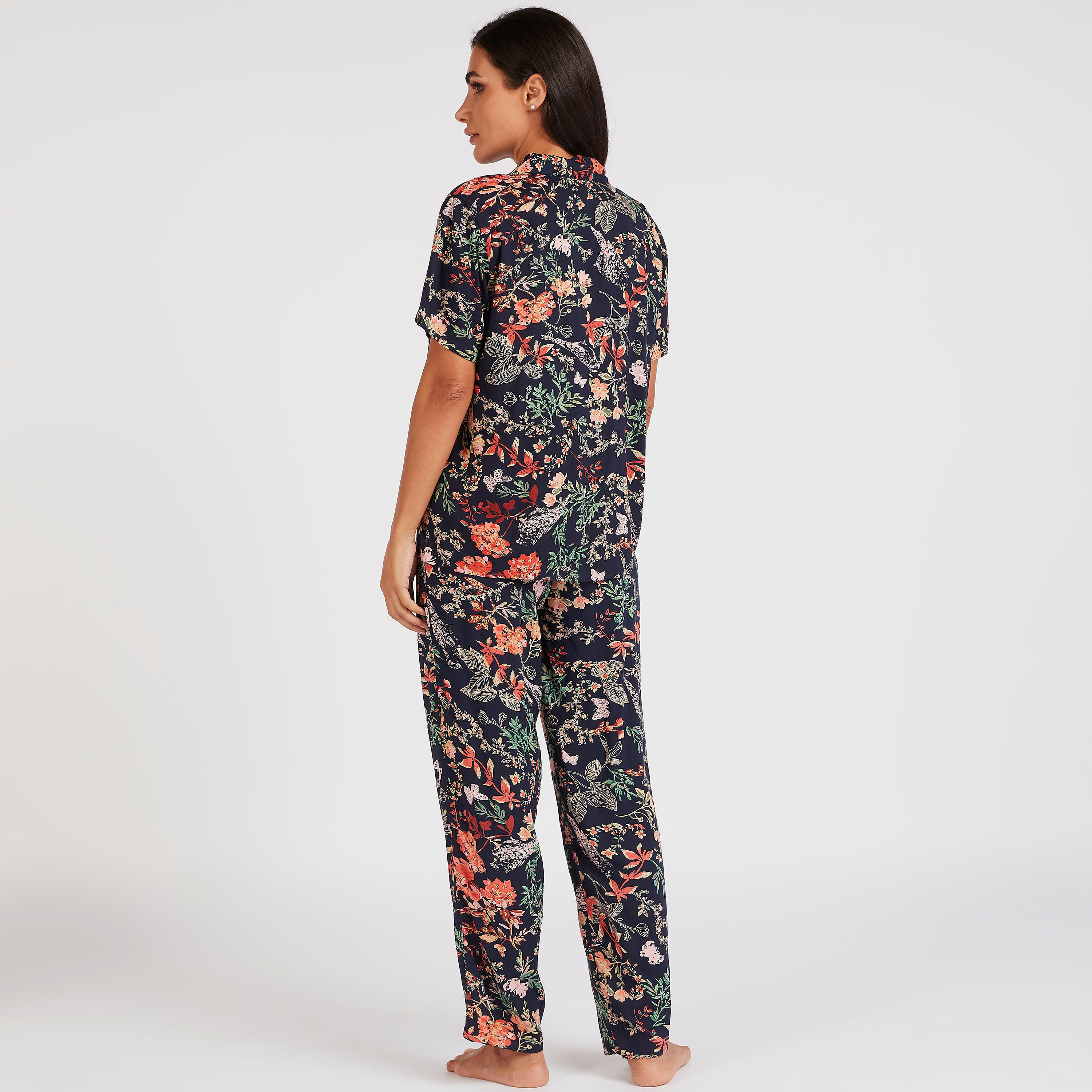 طقم بنطلون بيجاما وقميص بأكمام قصيرة وطبعات أزهار-women-clothing-nightwear-pyjamas-longsets-image-4