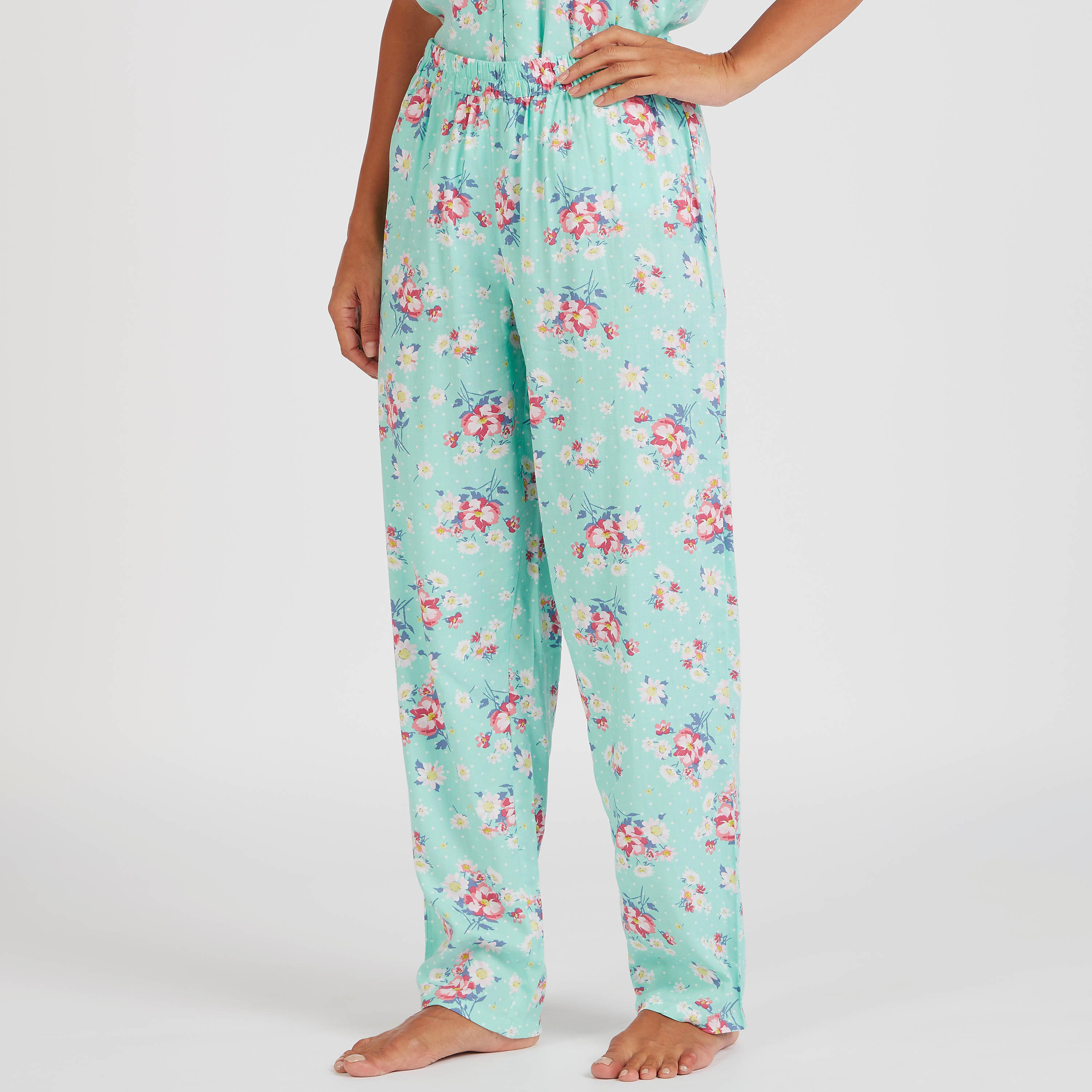 طقم بنطلون بيجاما وقميص بأكمام قصيرة وطبعات أزهار-women-clothing-nightwear-pyjamas-longsets-image-4