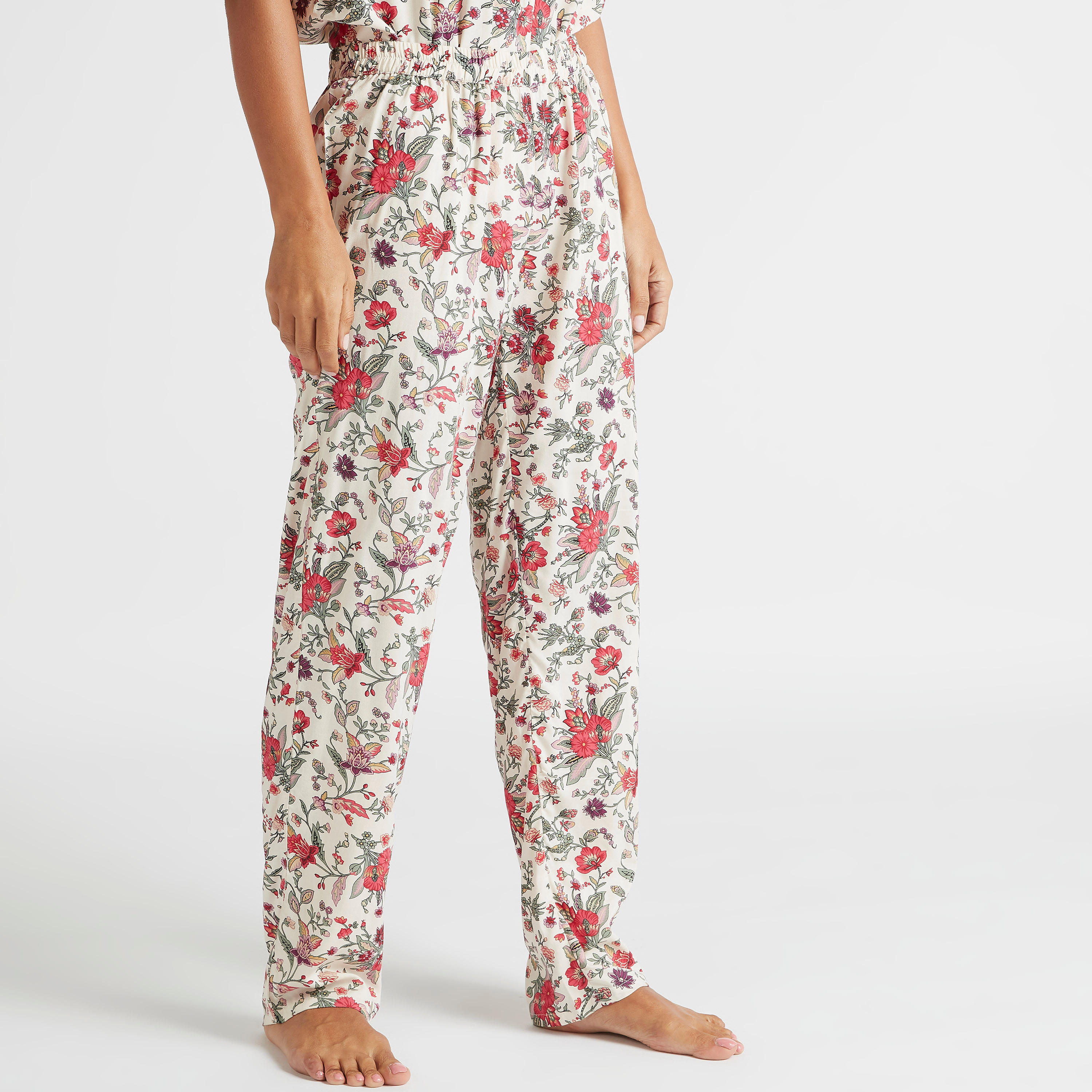 طقم بنطلون بيجاما وقميص بأكمام قصيرة وطبعات أزهار-women-clothing-nightwear-pyjamas-longsets-image-6