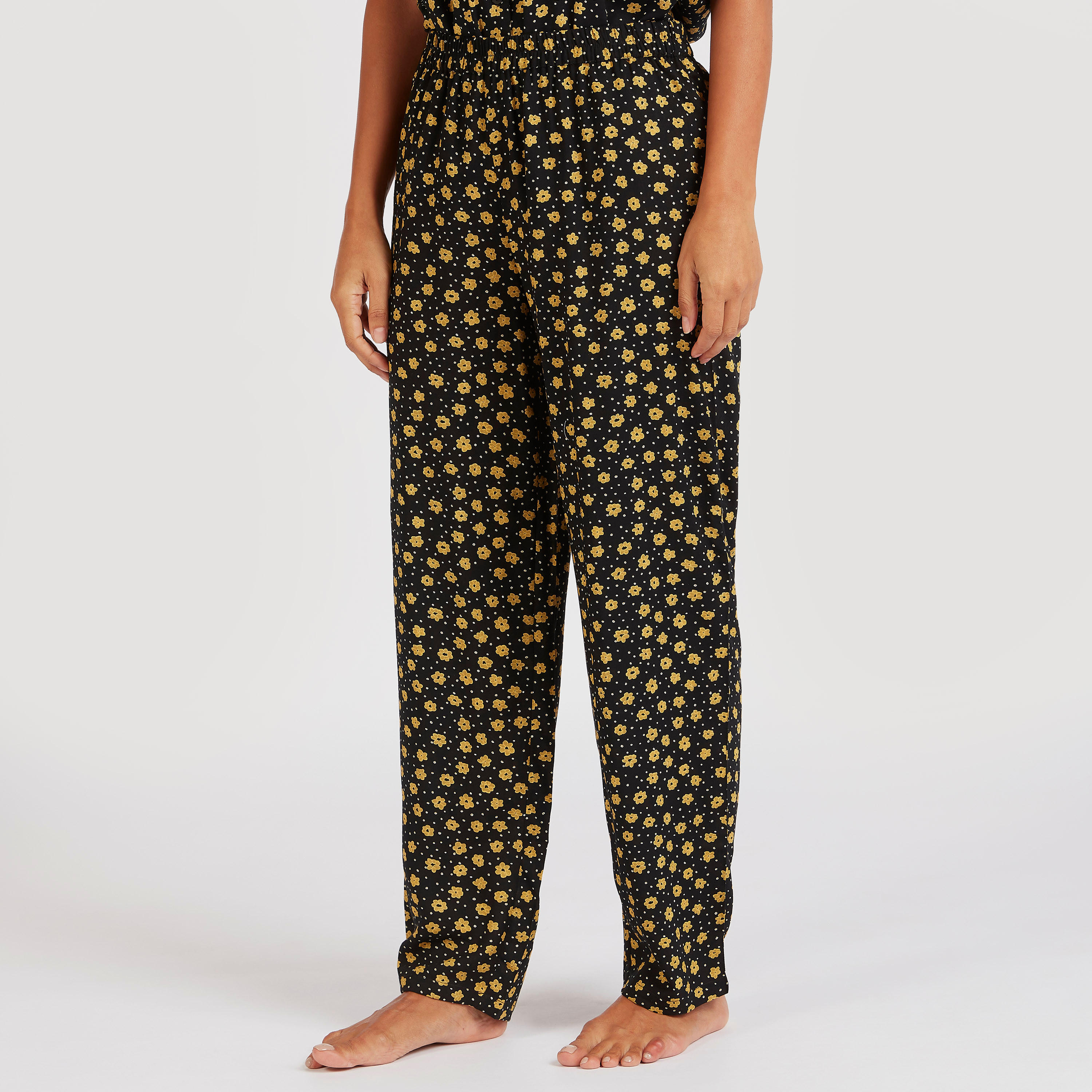 طقم بنطلون بيجاما وقميص بطبعات أزهار-women-clothing-nightwear-pyjamas-longsets-image-3
