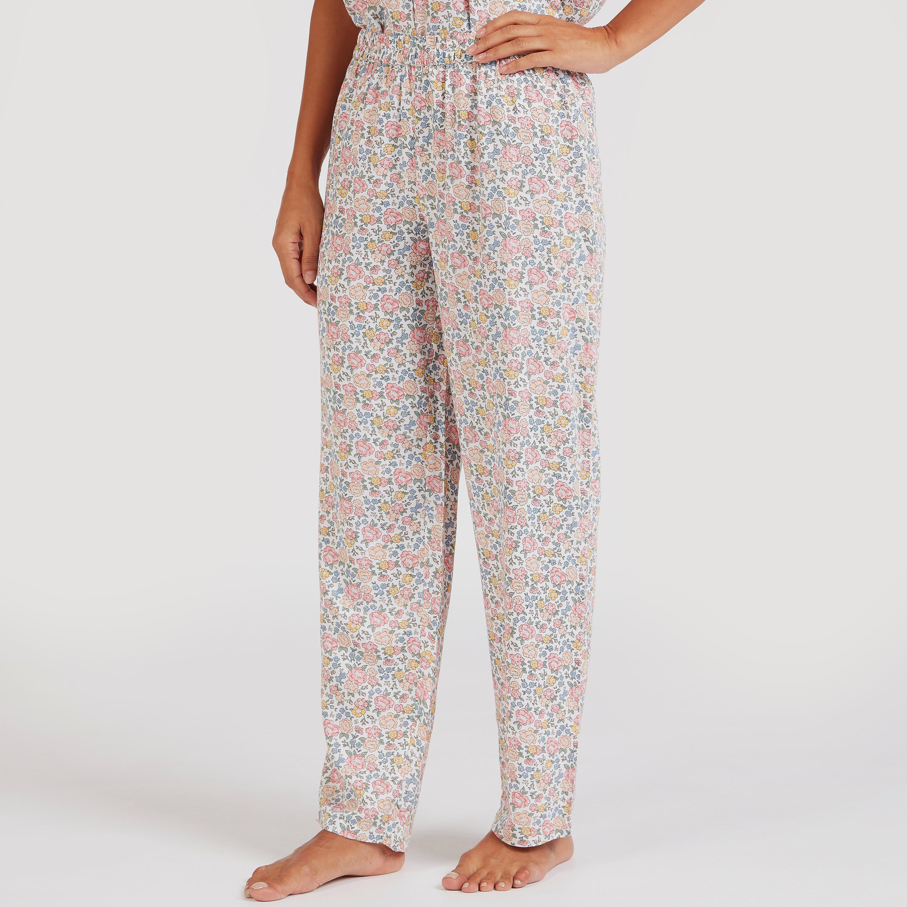 طقم بنطلون بيجاما وقميص بطبعات أزهار-women-clothing-nightwear-pyjamas-longsets-image-3