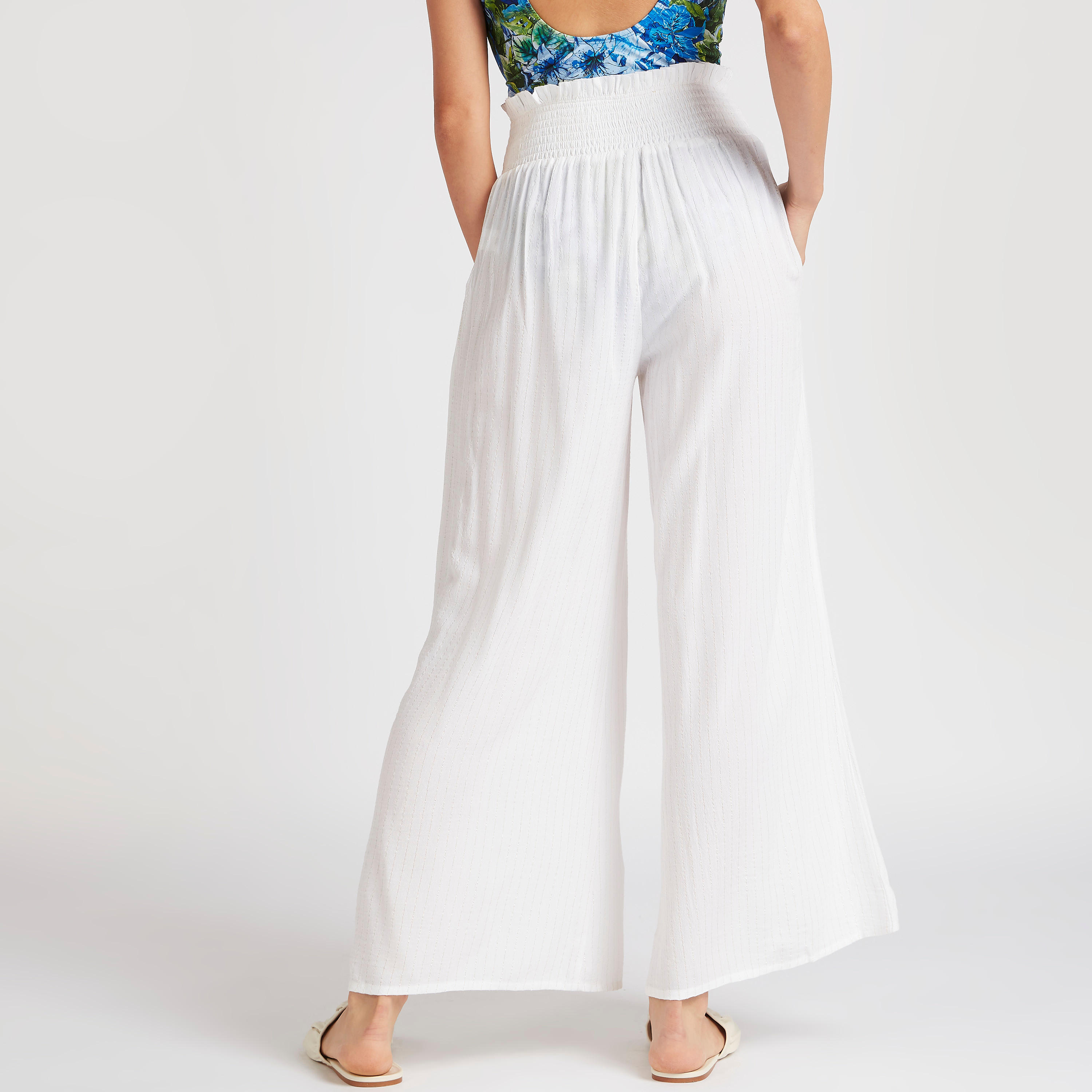 بنطلون بالازو مقلّم بخصر مطرّز -women-clothing-swimandbeach-beachwear-image-4