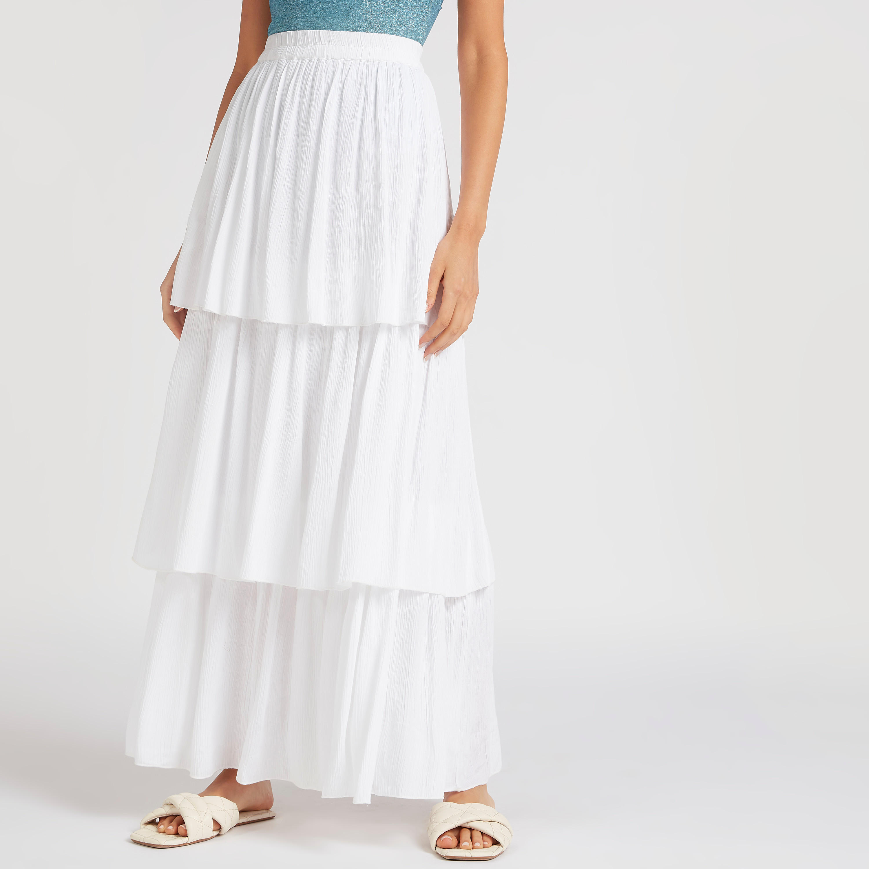 تنّورة بارزة الملمس متعدّدة الطبقات بخصر مطّاطي-women-clothing-swimandbeach-beachwear-image-1