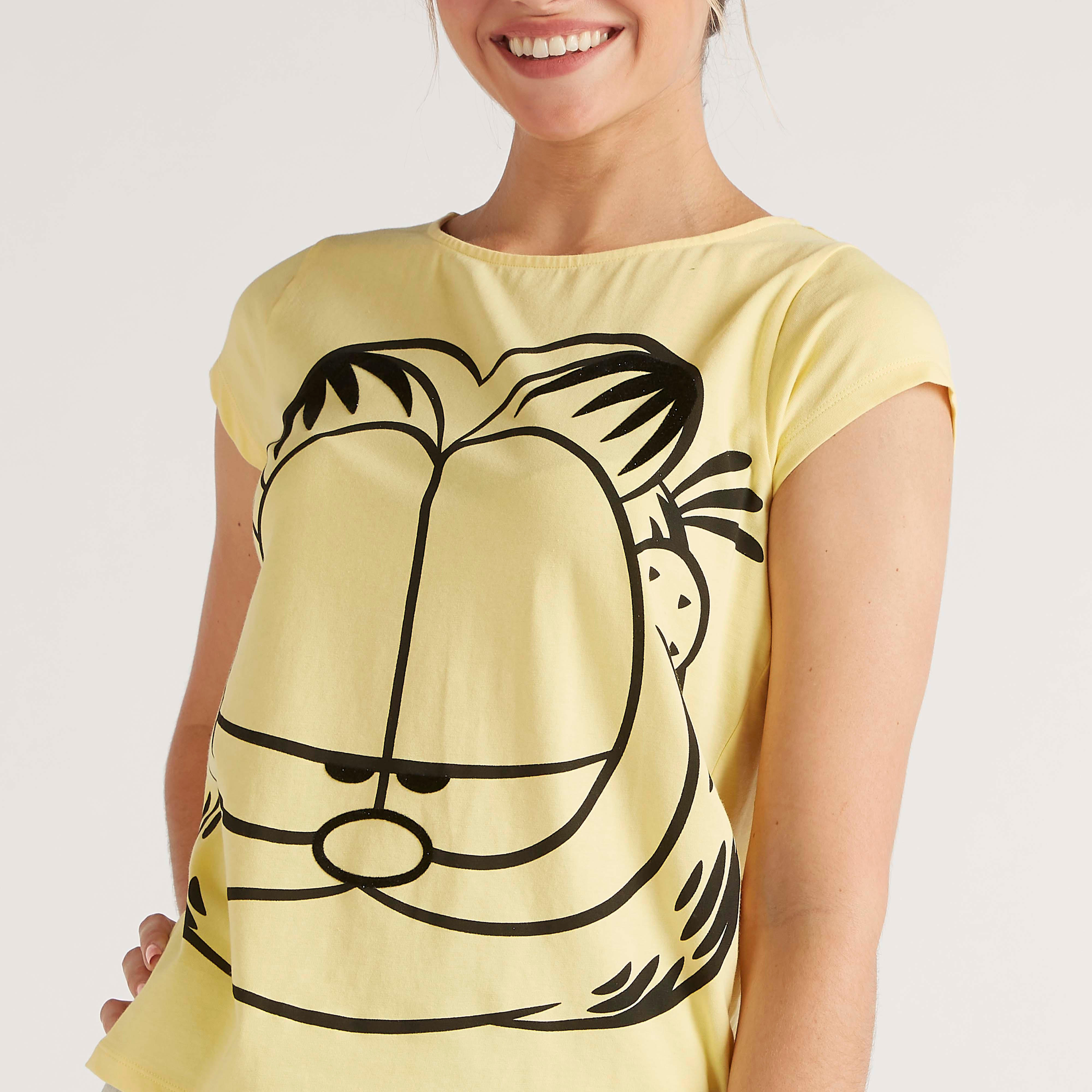 Printed Cap Sleeves T-shirt and Shorts Set-women-clothing-nightwear-pyjamas-longsets-image-3