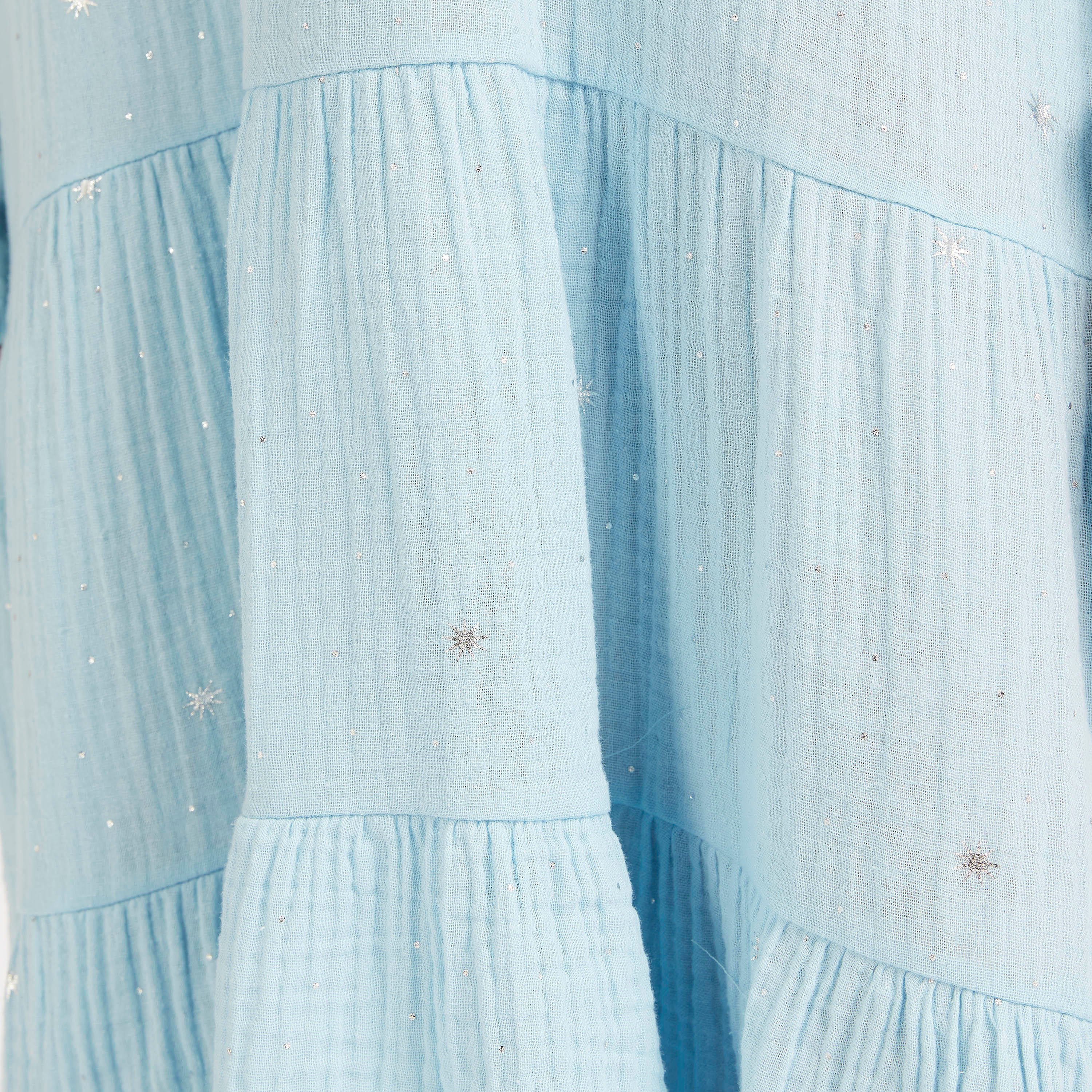 فستان سهرة قصير سادة بأكمام طويلة وأربطة-women-clothing-nightwear-nighties-image-5