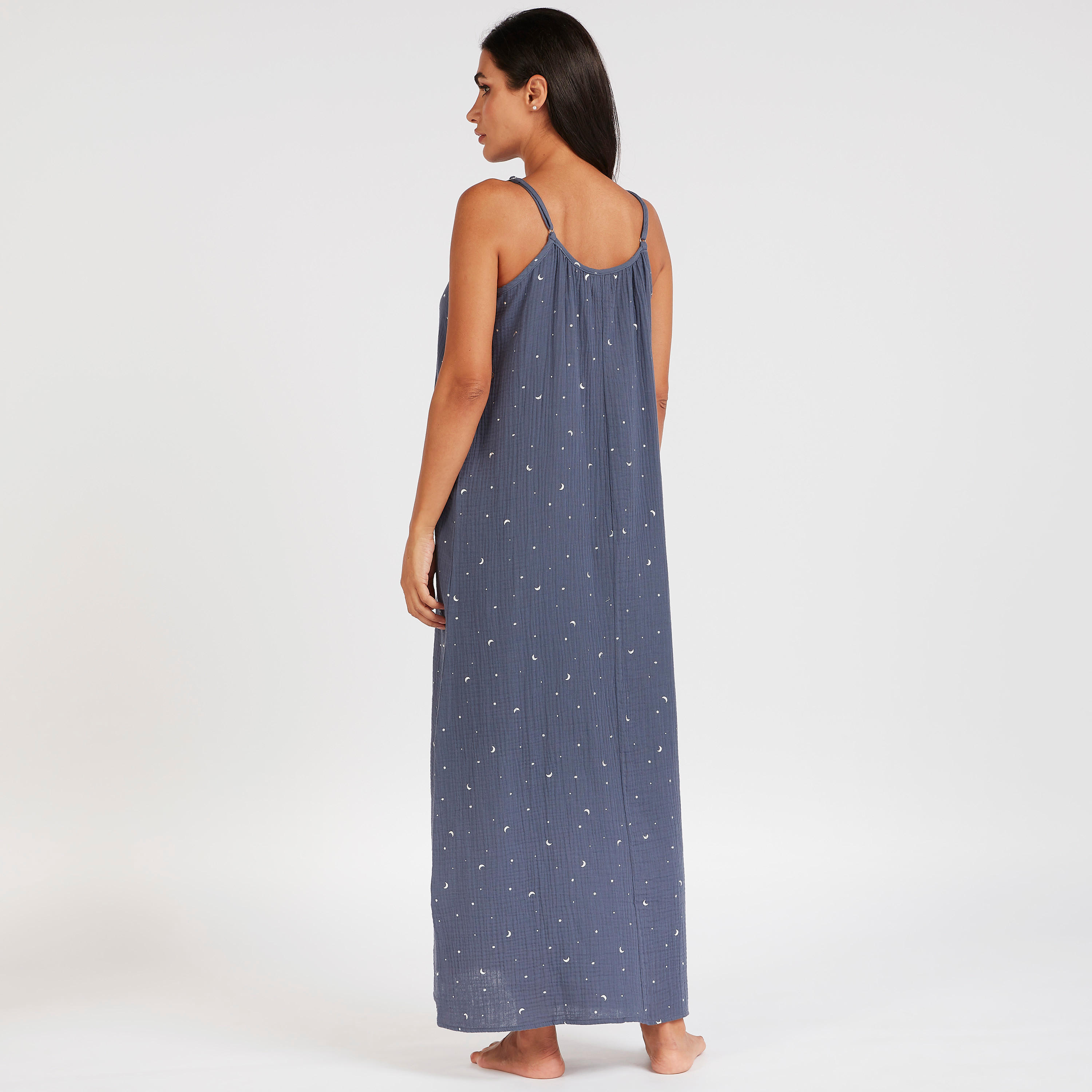 Textured Sleeveless Night Gown with Adjustable Straps-women-clothing-nightwear-nighties-image-4