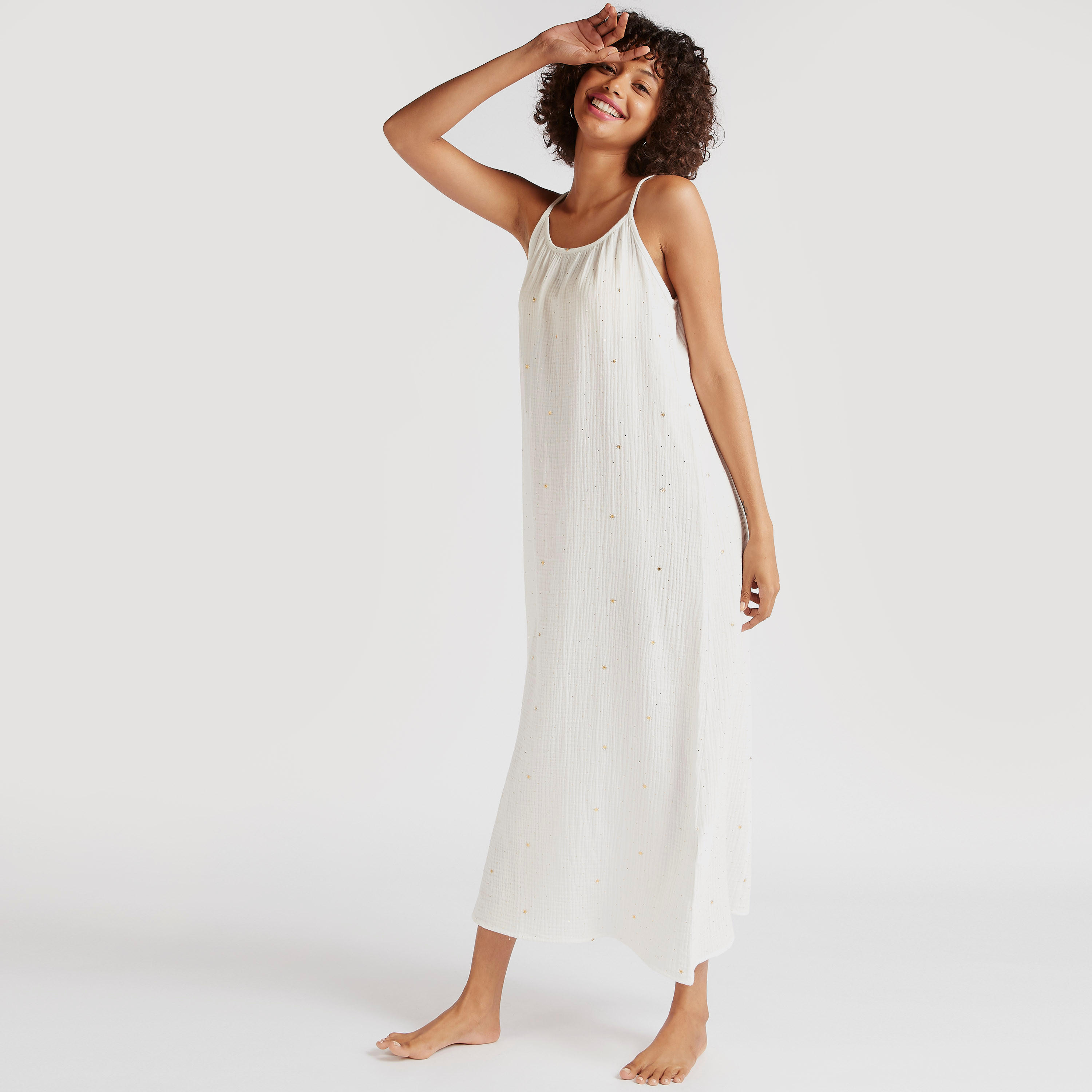 Textured Sleeveless Night Gown with Adjustable Straps-women-clothing-nightwear-nighties-image-2