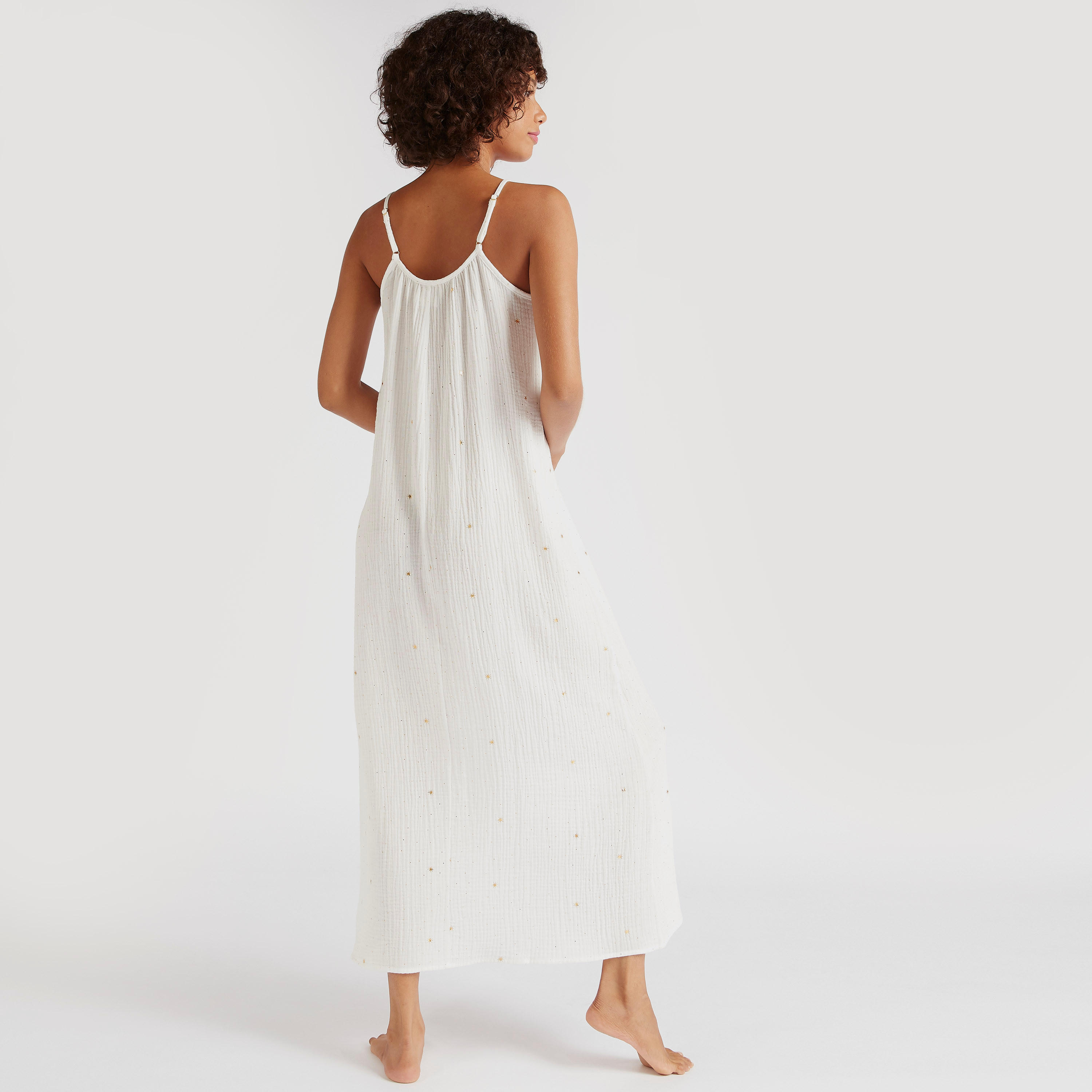 Textured Sleeveless Night Gown with Adjustable Straps-women-clothing-nightwear-nighties-image-4