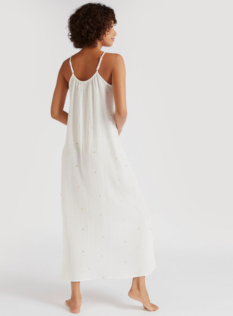 Textured Sleeveless Night Gown with Adjustable Straps-women-clothing-nightwear-nighties-image-4