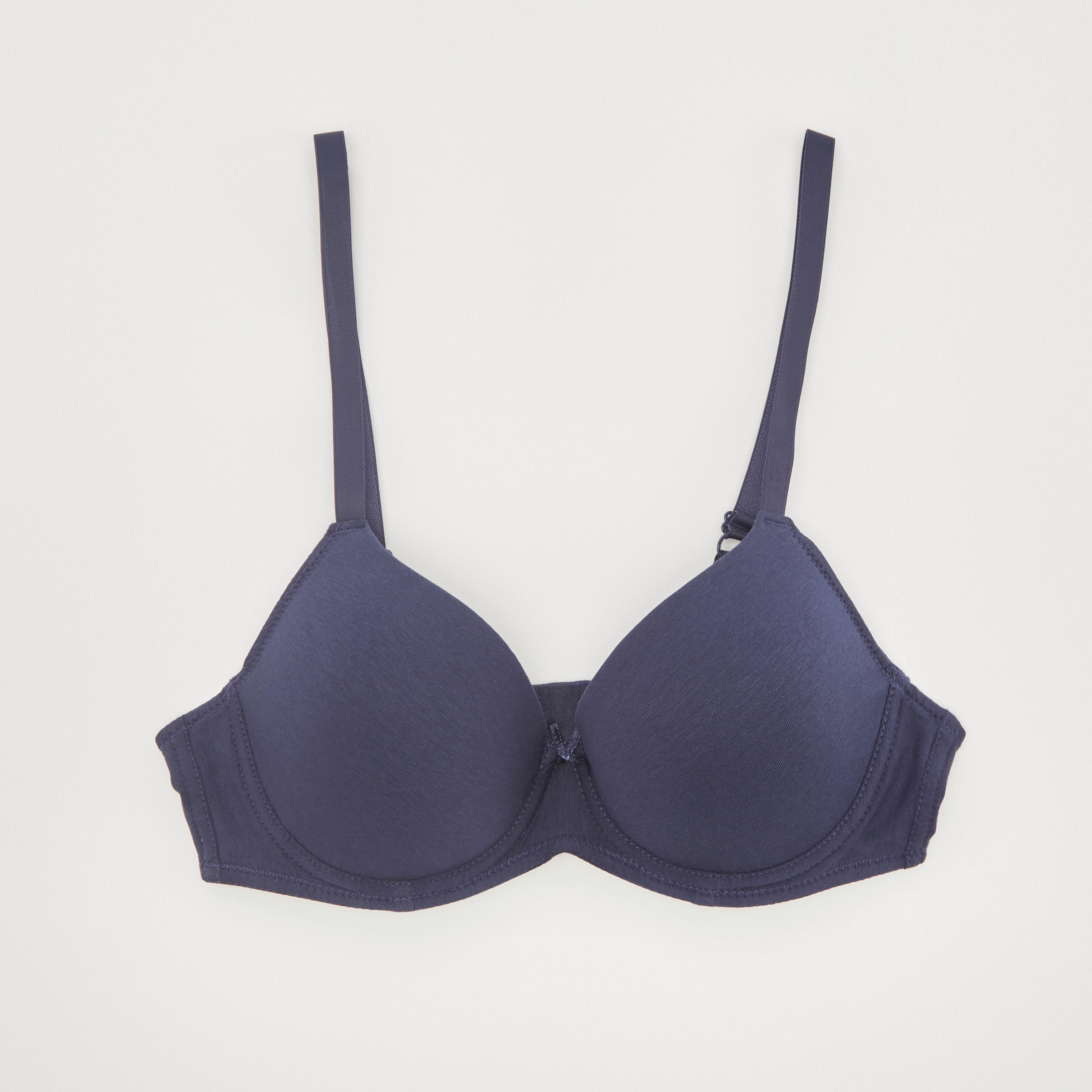 Solid Light Padded T-shirt Bra with Hook and Eye Closure-women-clothing-lingerie-bras-image-1