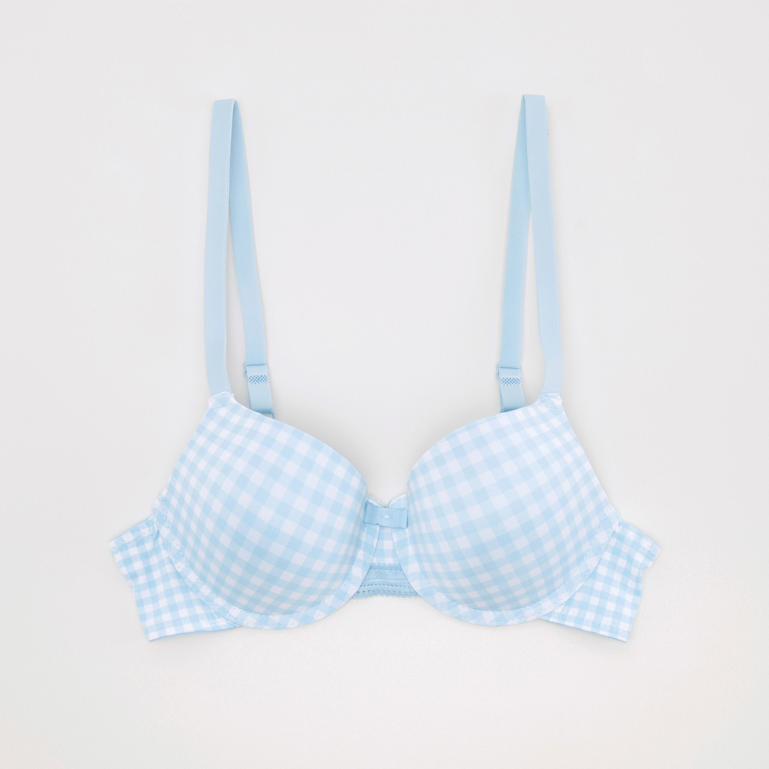 صدريّة تيشيرت كاروهات ببطانة خفيفة وخطّاف إغلاق-women-clothing-lingerie-bras-image-4