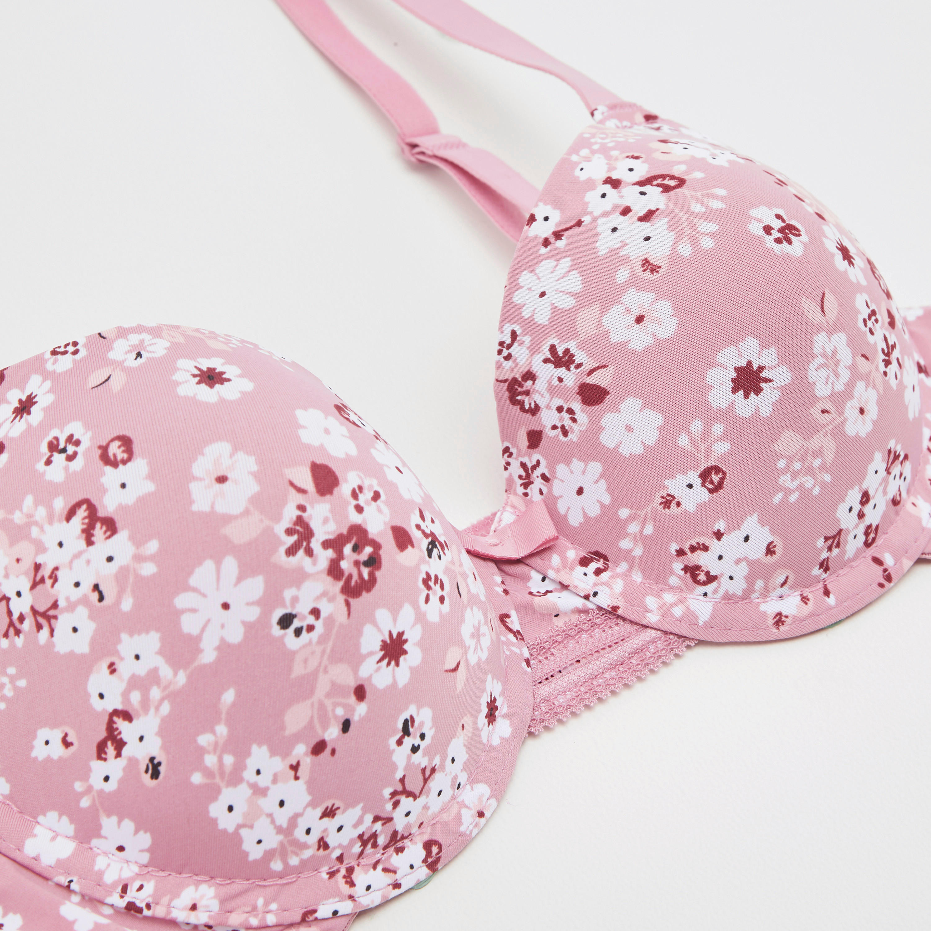 صدريّة تيشيرت مبطّنة بطبعات أزهار وبطّانة خفيفة وخطّاف إغلاق-women-clothing-lingerie-bras-image-2