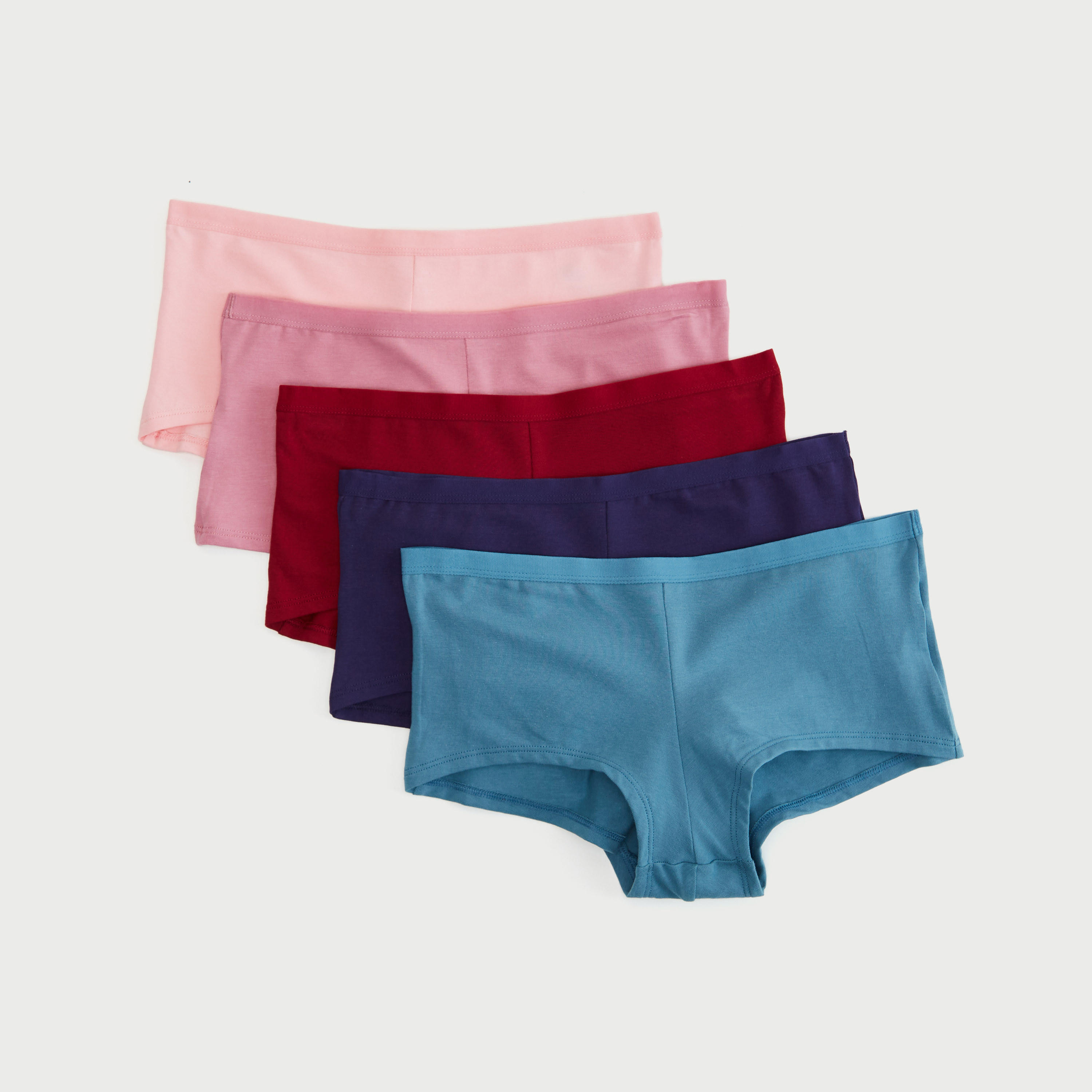 Set of 5 - Solid Boyshorts with Elasticated Waistband-women-clothing-lingerie-panties-image-1