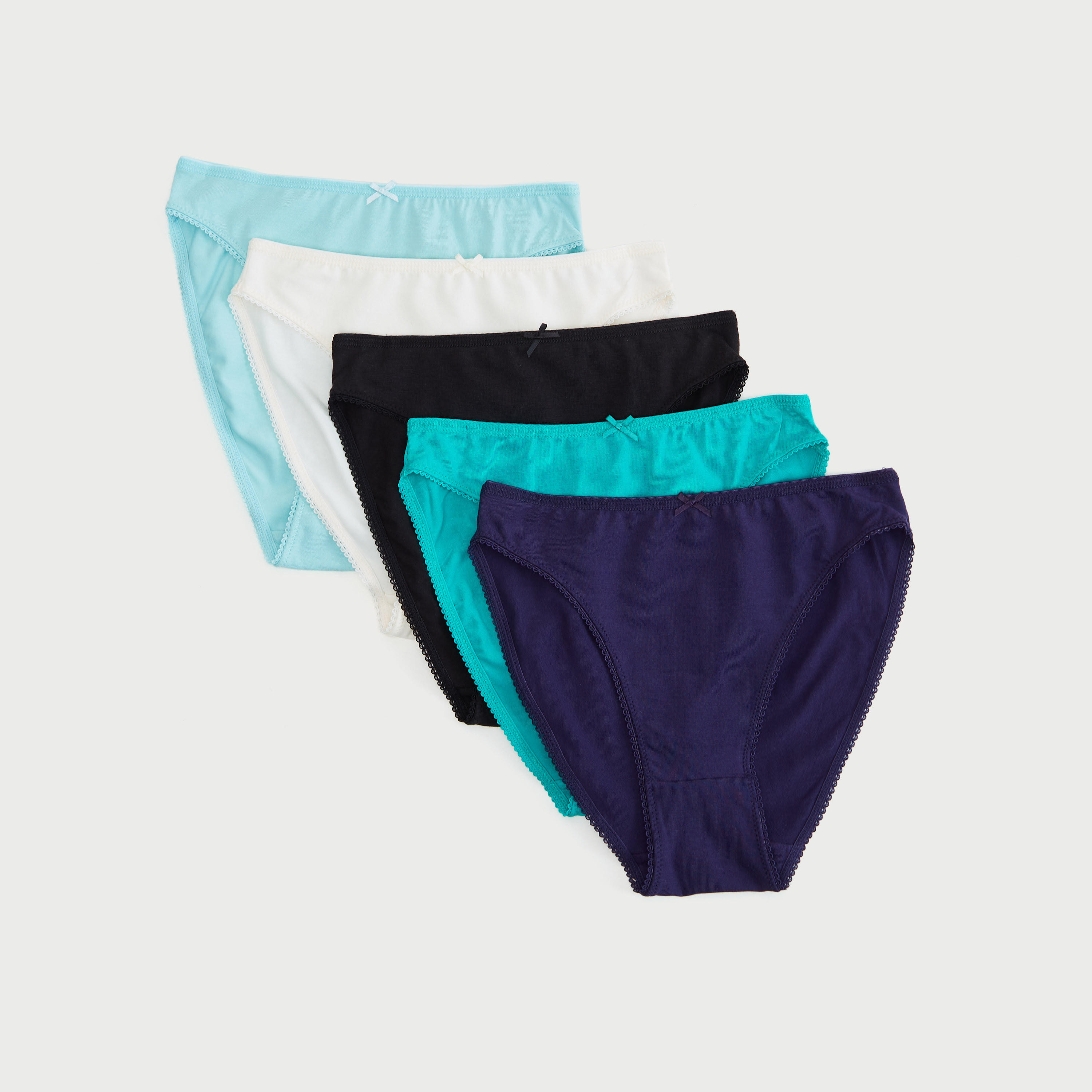 Set of 5 - Solid Hipster Briefs with Elasticated Waistband-women-clothing-lingerie-panties-image-1
