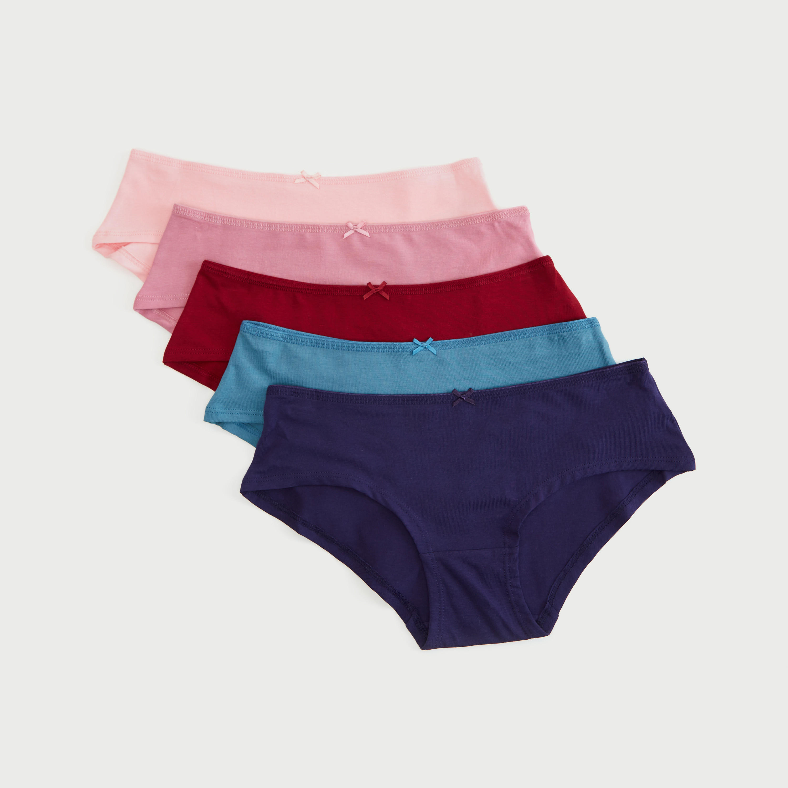 سراويل هيبستر سادة بخصر مطّاطي - طقم من 5 قطع-women-clothing-lingerie-panties-image-1
