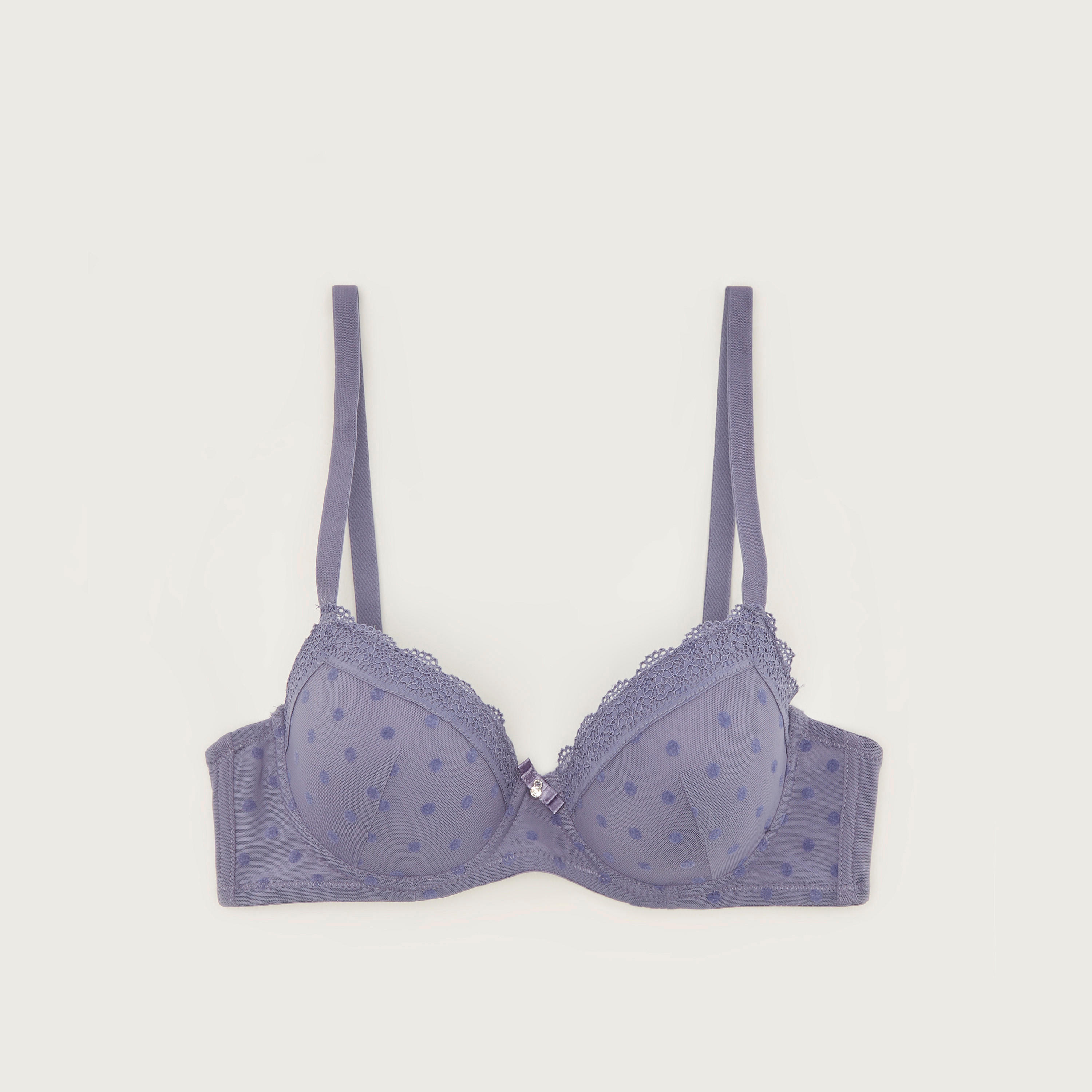 صدرية بلانج بارزة الملمس ومنقّطة بخطّاف إغلاق-women-clothing-lingerie-bras-image-1