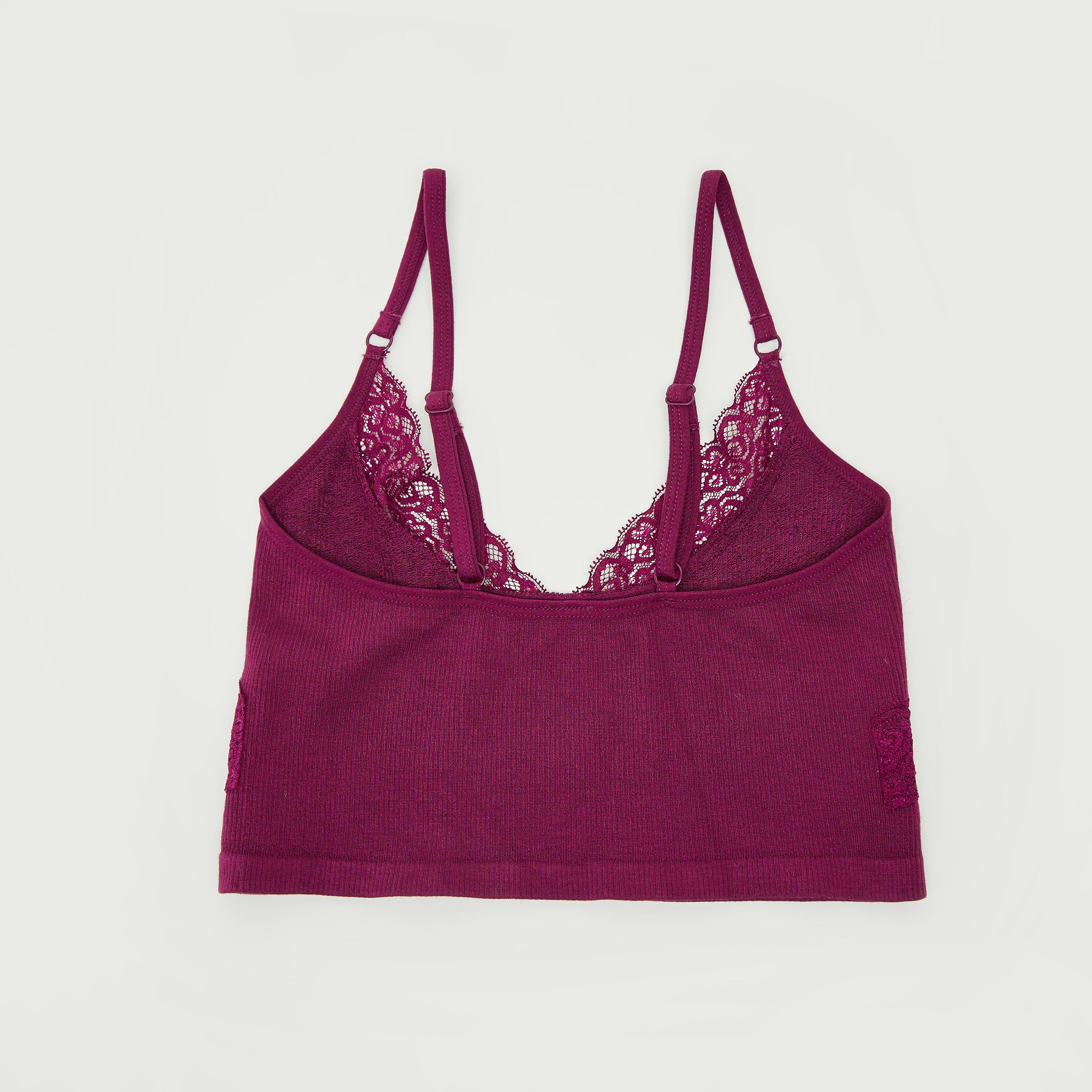 صدرية بدون خياطة غير مبطنة بارزة الملمس بتفاصيل دانتيل-women-clothing-lingerie-bras-image-3