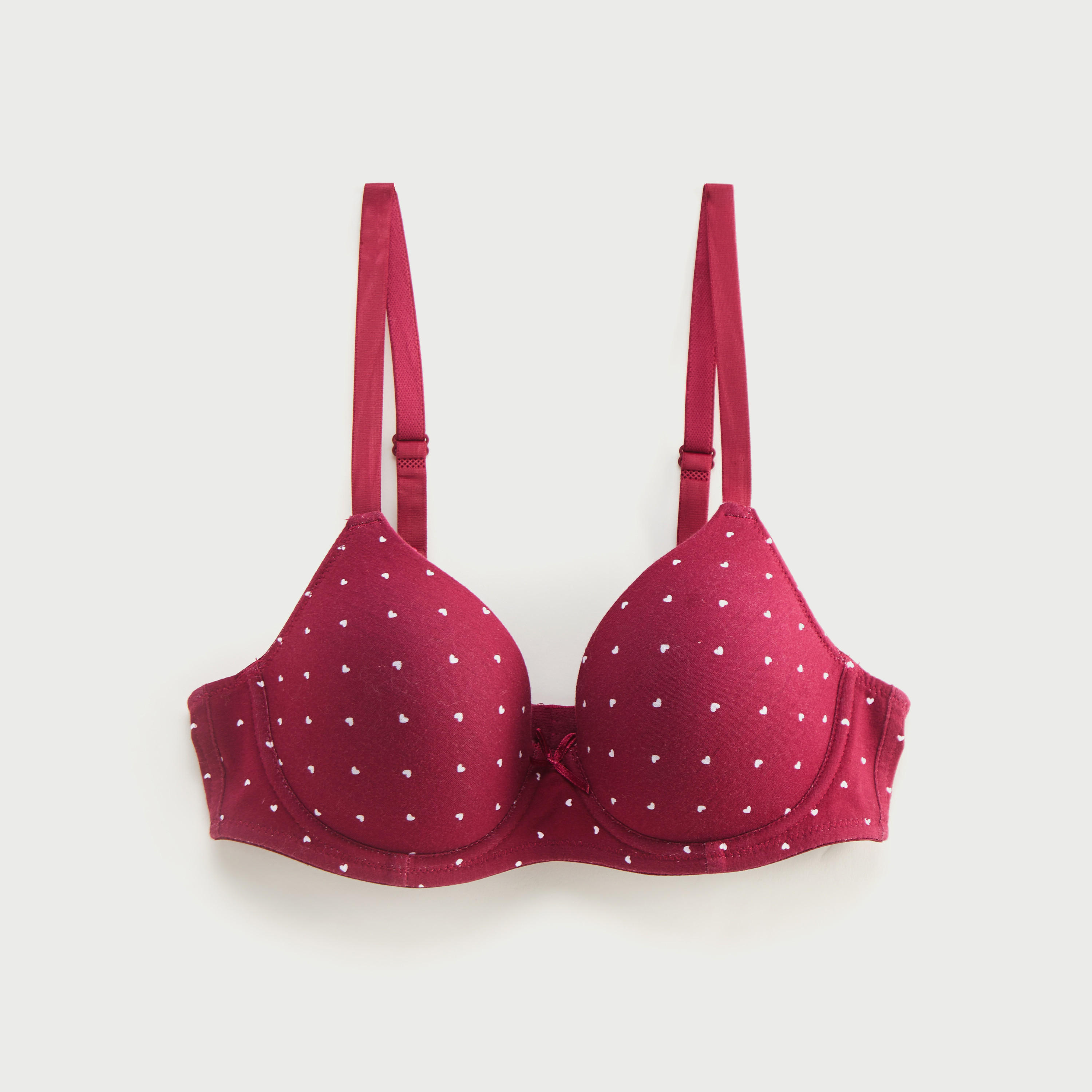 صدريّة تيشيرت مبطّنة بطبعات قلب وأحزمة قابلة للتّعديل-women-clothing-lingerie-bras-image-4