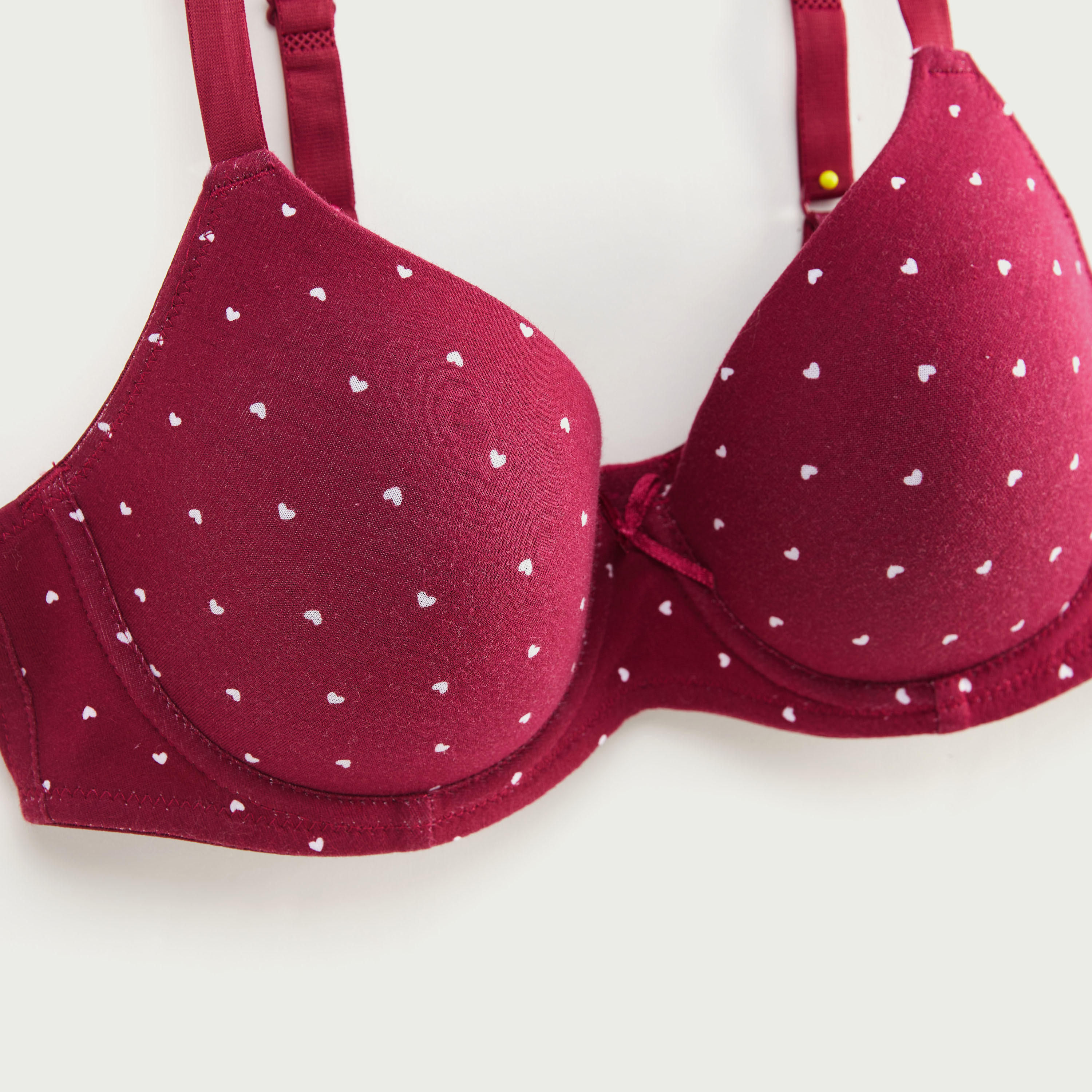صدريّة تيشيرت مبطّنة بطبعات قلب وأحزمة قابلة للتّعديل-women-clothing-lingerie-bras-image-3
