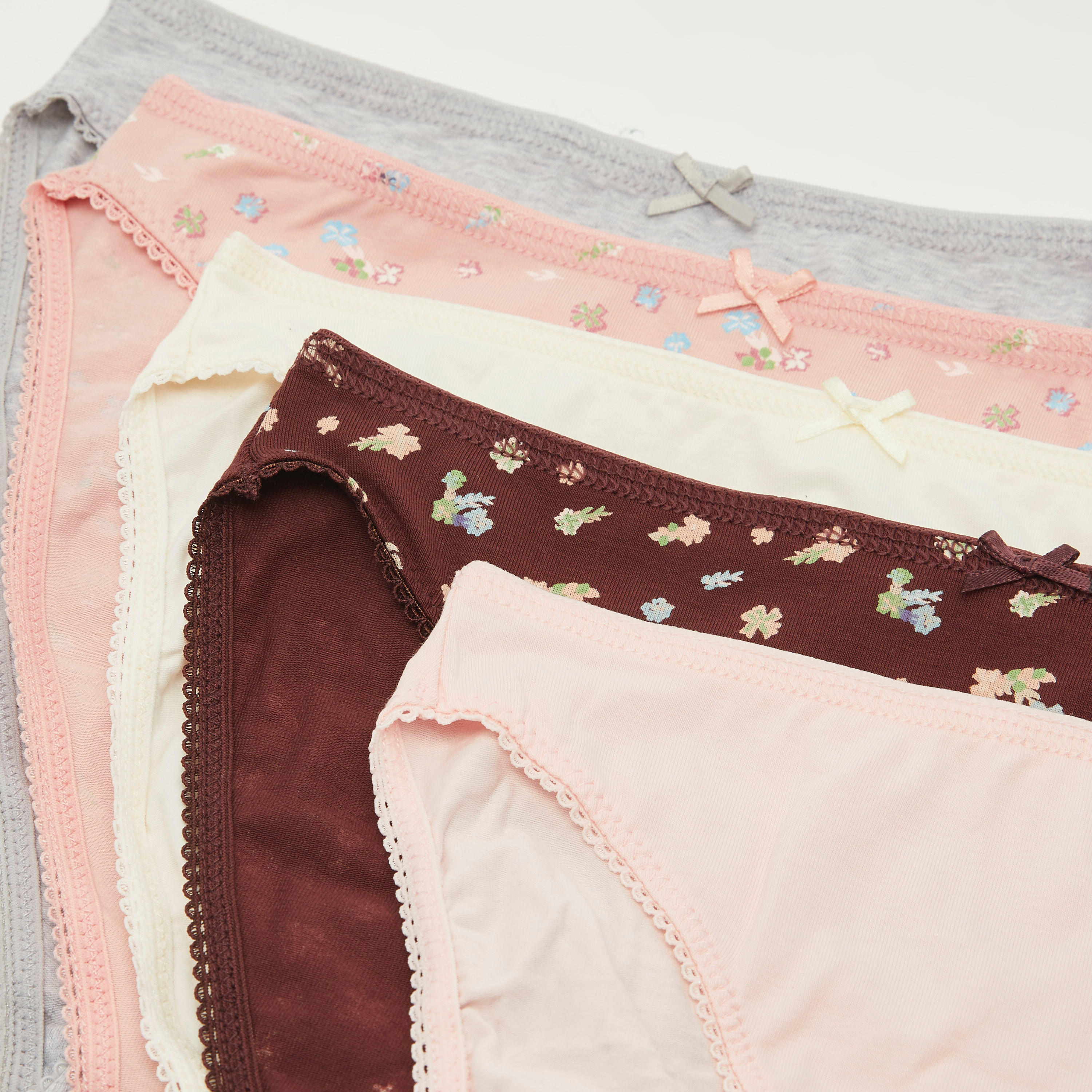 سراويل هيبستر بتفاصيل فيونكة - طقم من 5 قطع متنوعة-women-clothing-lingerie-panties-image-2