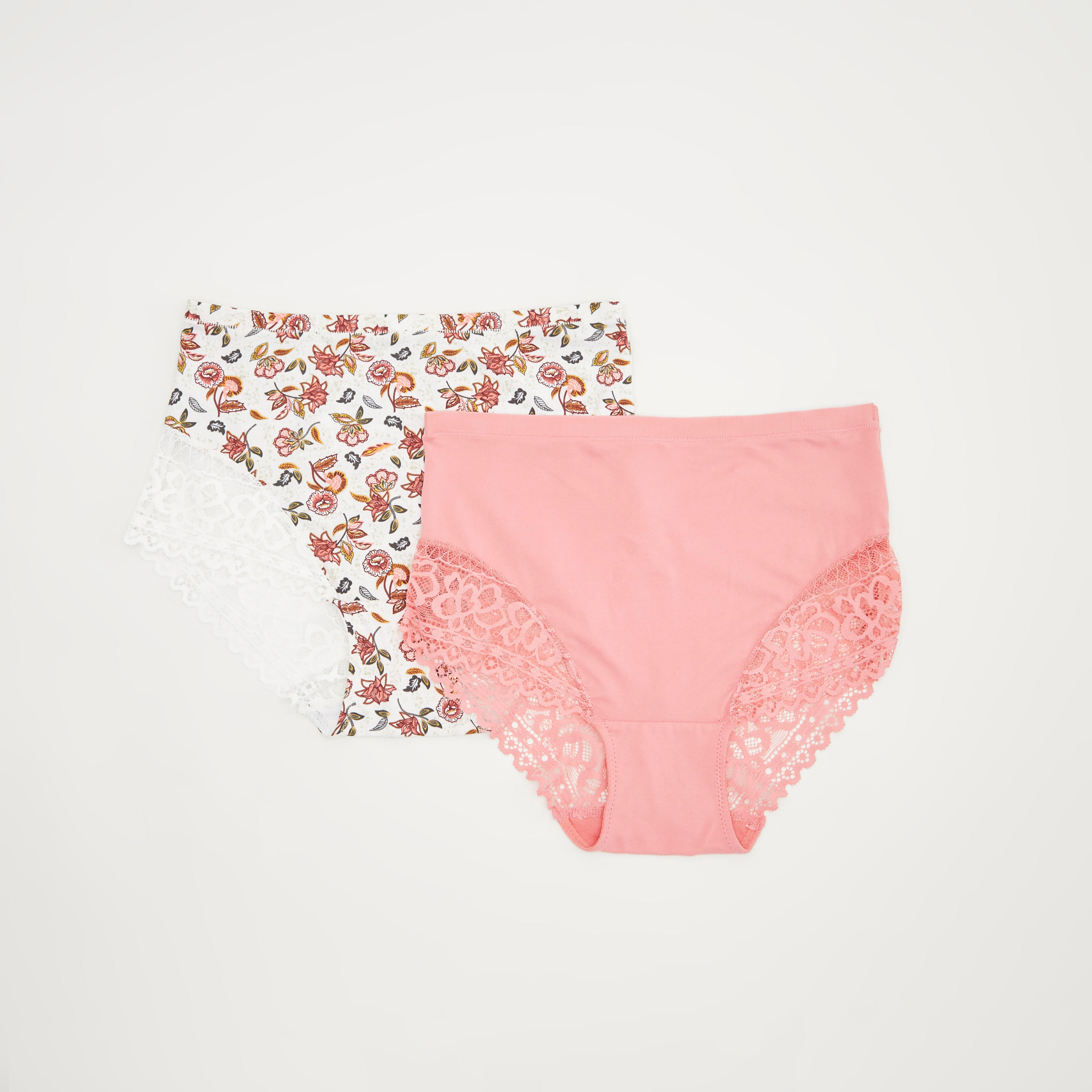 سراويل بوي شورت بتفاصيل دانتيل - طقم من قطعتين متنوعتين-women-clothing-lingerie-panties-image-1