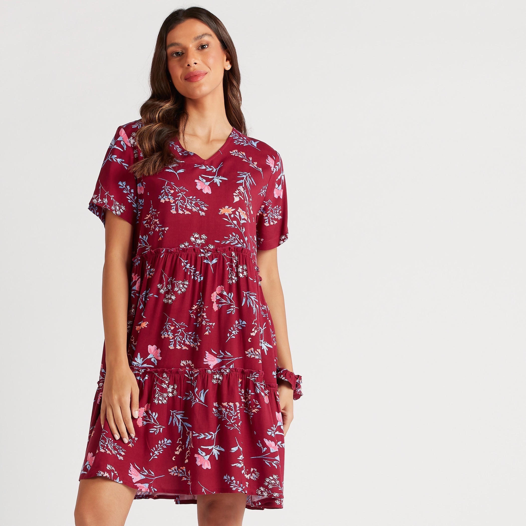 قميص نوم بأكمام قصيرة وطبعات - طقم من قطعتين-women-clothing-nightwear-nighties-image-2