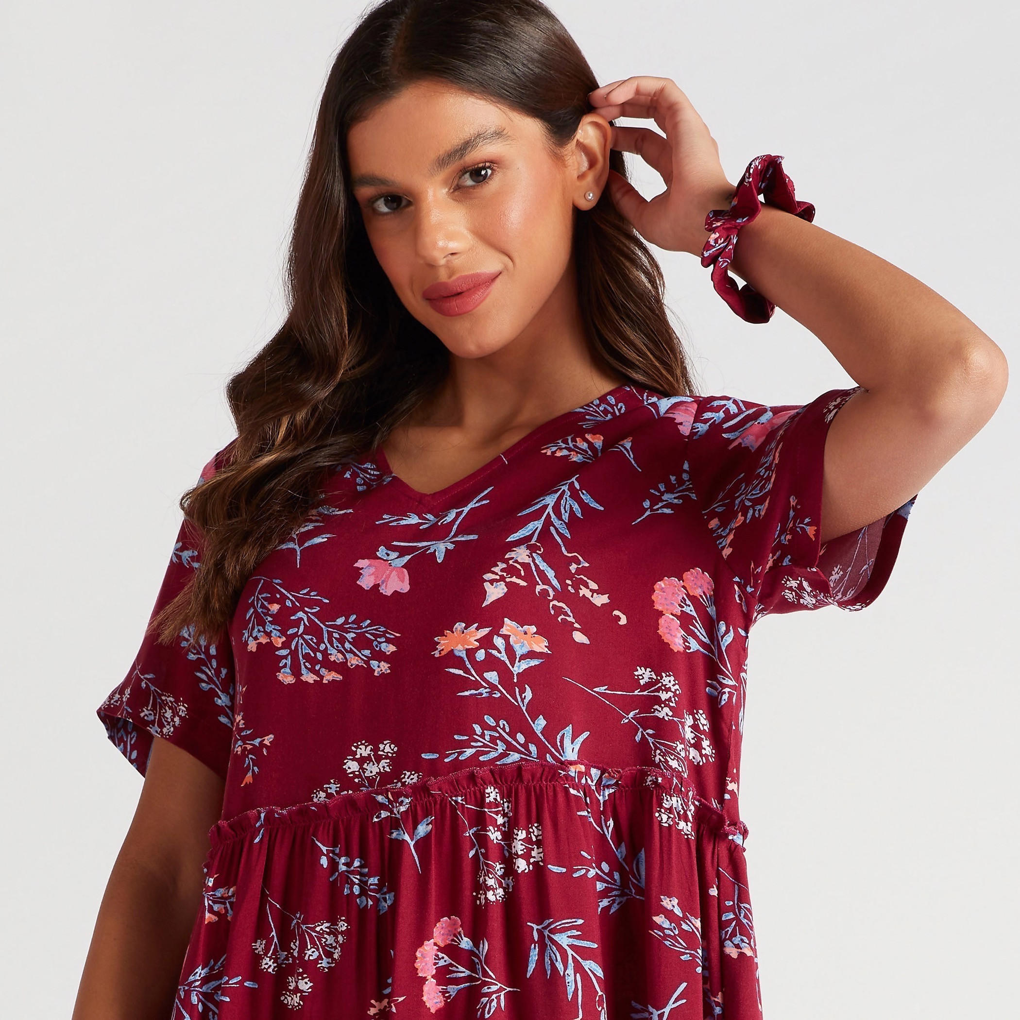 قميص نوم بأكمام قصيرة وطبعات - طقم من قطعتين-women-clothing-nightwear-nighties-image-6