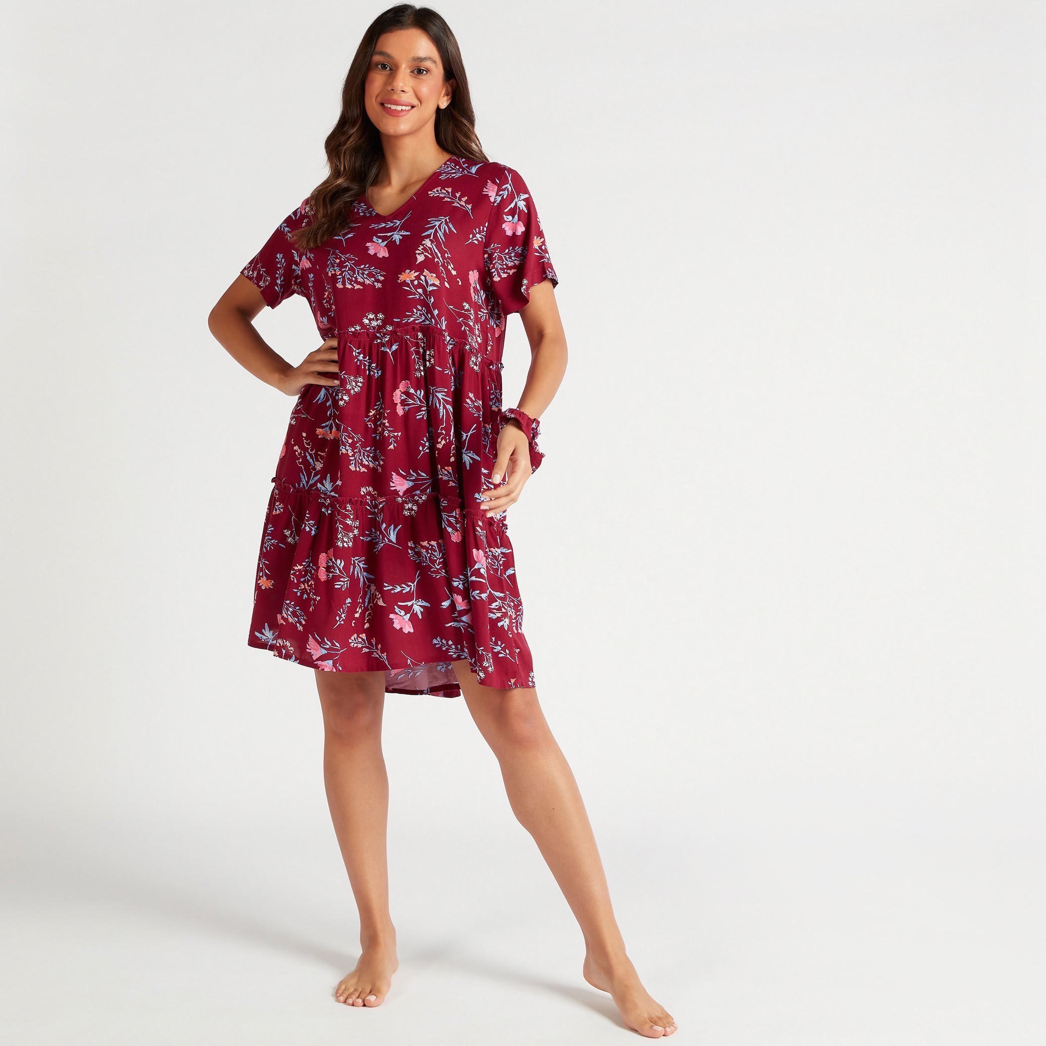 قميص نوم بأكمام قصيرة وطبعات - طقم من قطعتين-women-clothing-nightwear-nighties-image-8