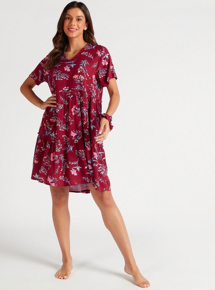 قميص نوم بأكمام قصيرة وطبعات - طقم من قطعتين-women-clothing-nightwear-nighties-image-8