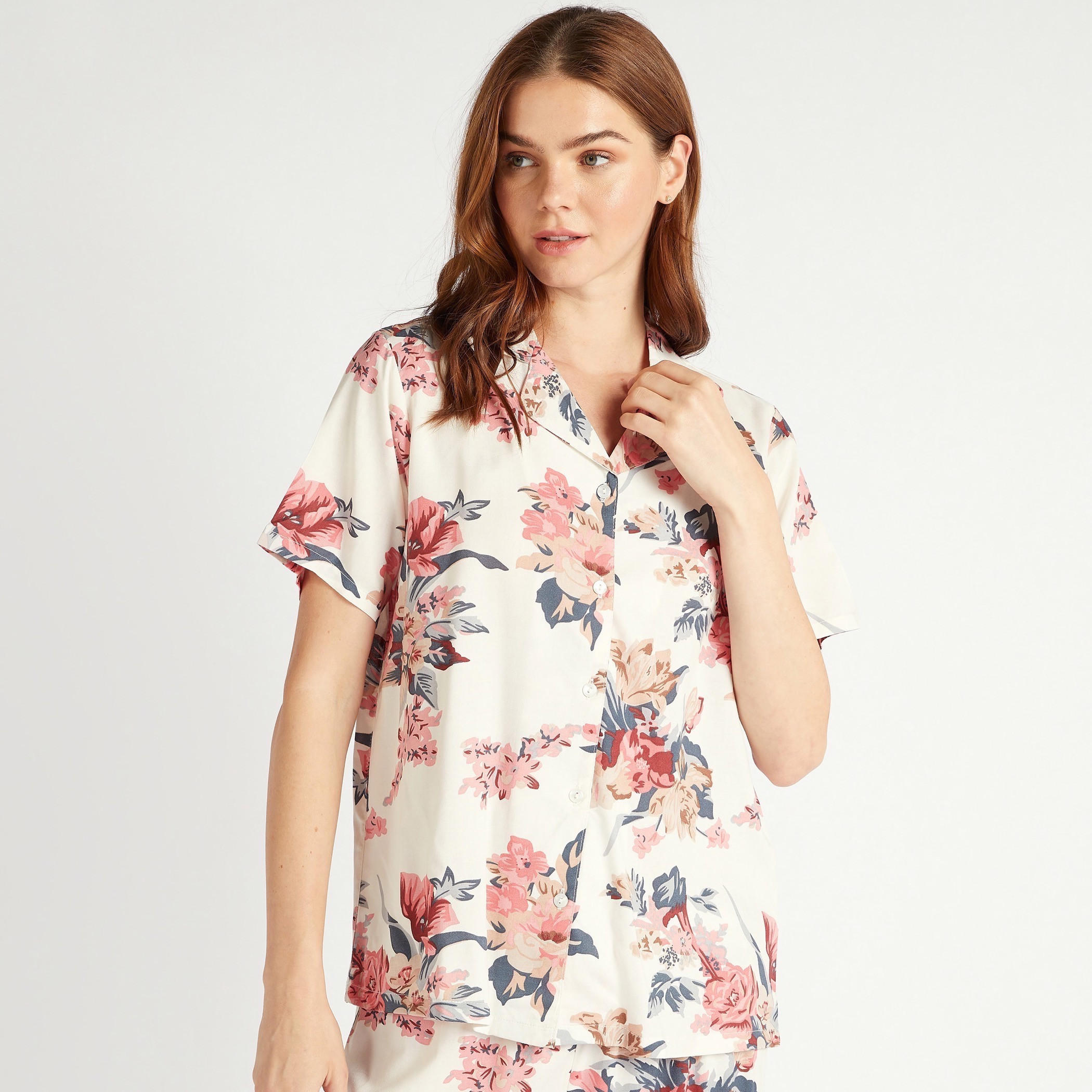طقم بنطلون بيجاما وقميص بطبعات أزهار-women-clothing-nightwear-pyjamas-longsets-image-2