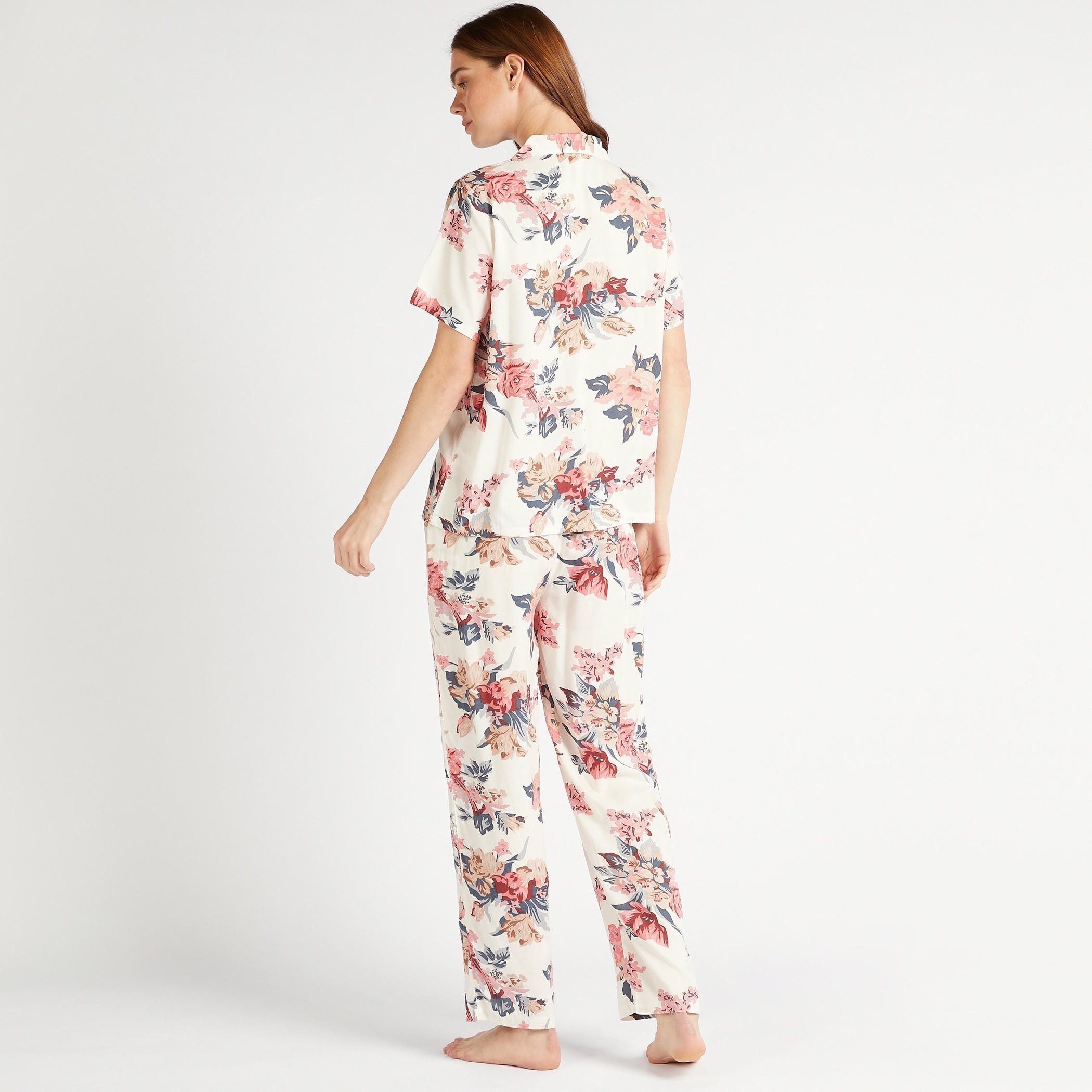 طقم بنطلون بيجاما وقميص بطبعات أزهار-women-clothing-nightwear-pyjamas-longsets-image-3