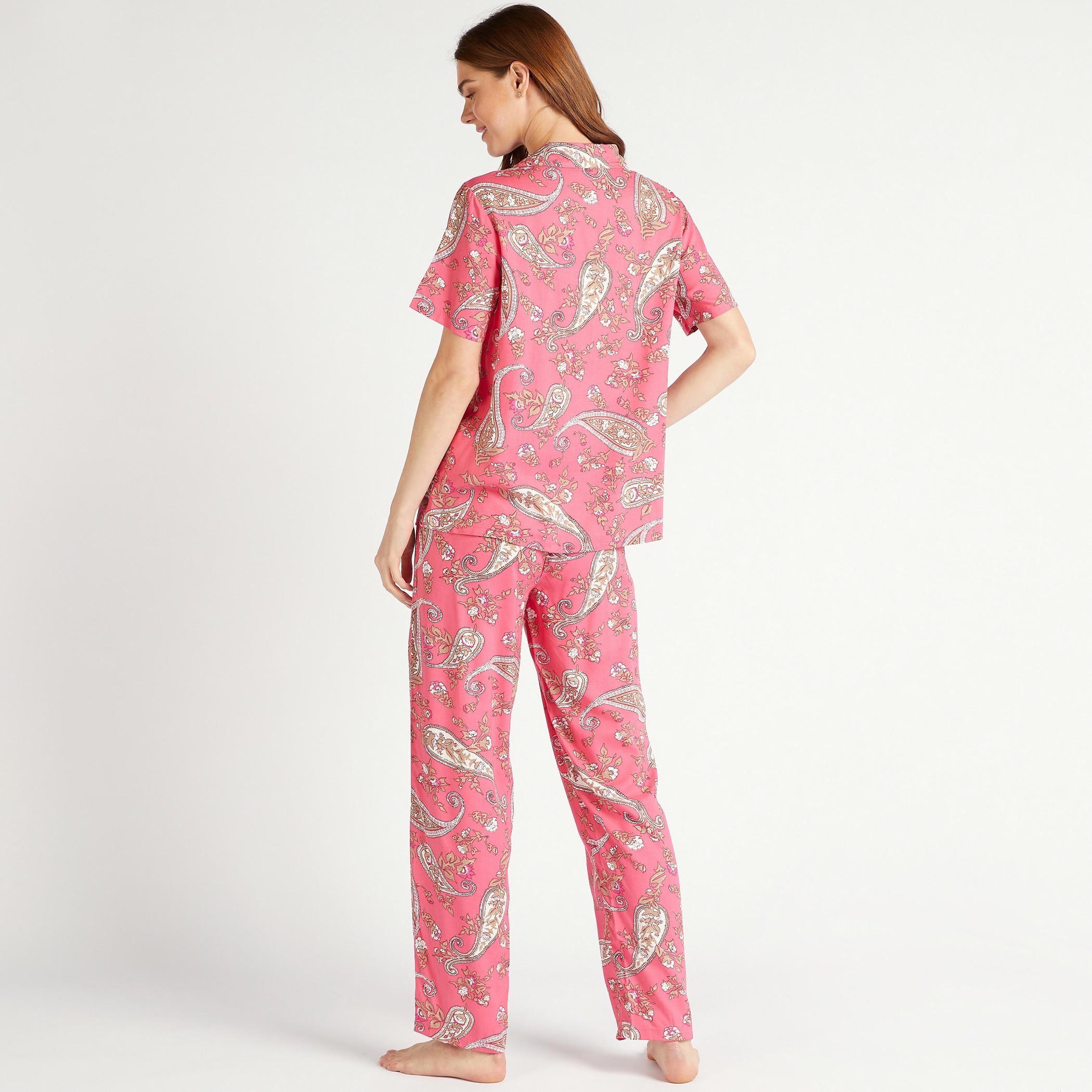 طقم بنطلون بيجاما طويل وقميص بأكمام قصيرة وطبعات بيزلي-women-clothing-nightwear-pyjamas-longsets-image-4