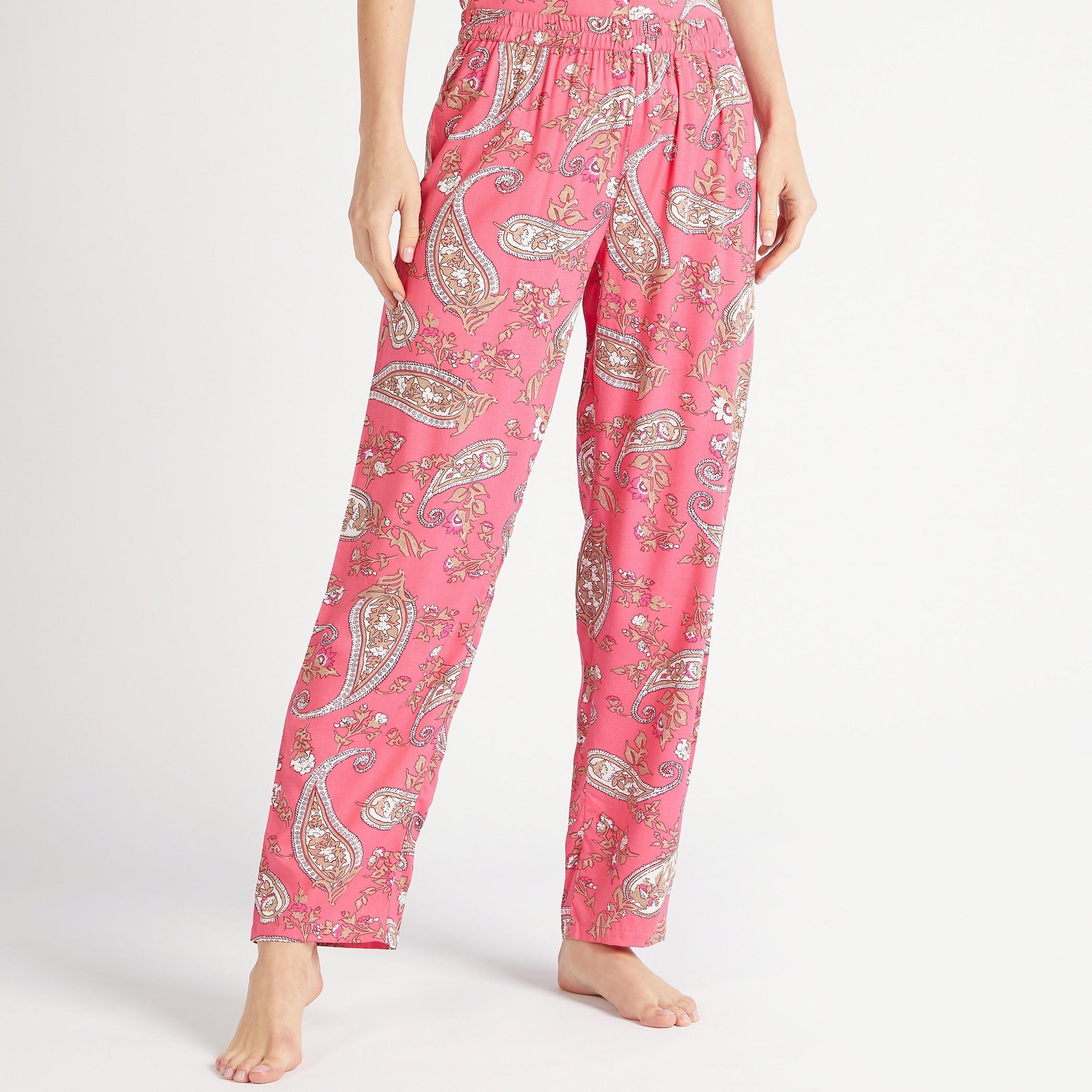 طقم بنطلون بيجاما طويل وقميص بأكمام قصيرة وطبعات بيزلي-women-clothing-nightwear-pyjamas-longsets-image-5