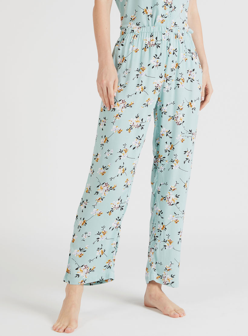 طقم بنطلون بيجاما وقميص بطبعات أزهار مع قناع عيون - 3 قطع-women-clothing-nightwear-pyjamas-longsets-image-6