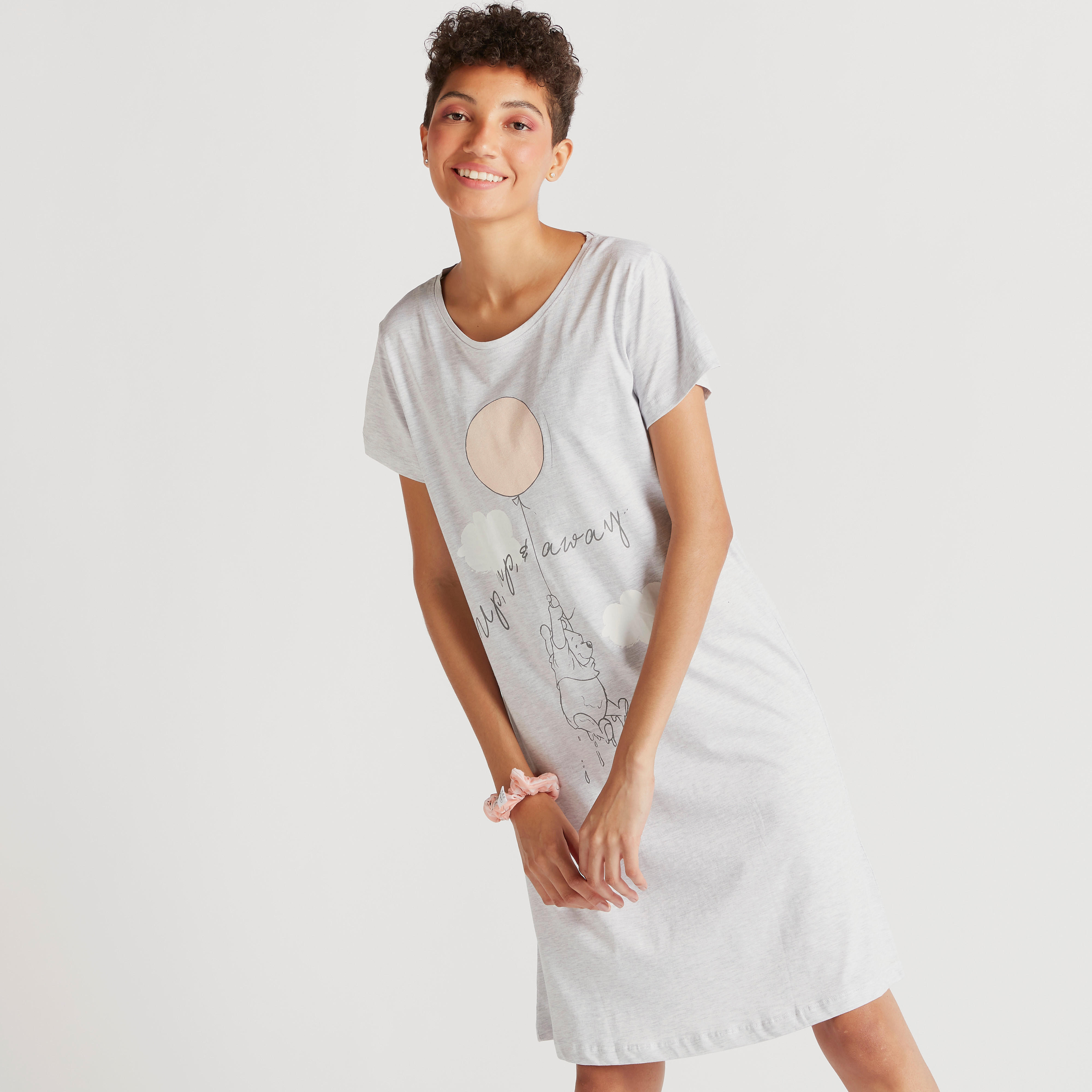 قميص نوم بأكمام قصيرة وياقة مستديرة - طقم من قطعتين-women-clothing-nightwear-nighties-image-5