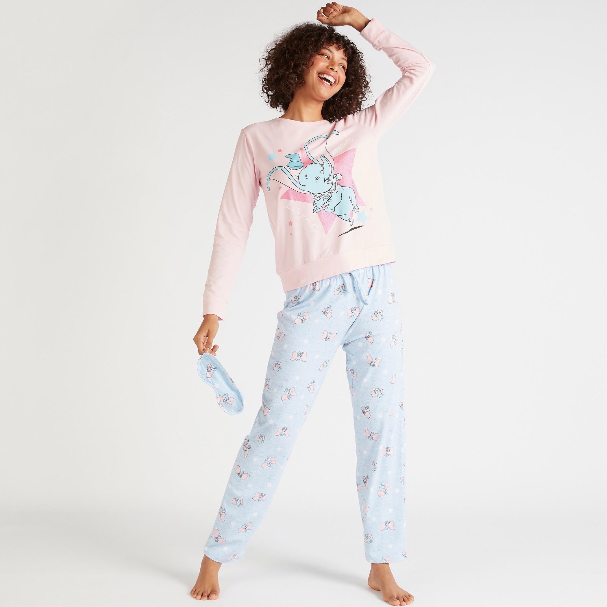 طقم بنطلون بيجاما طويل وتيشيرت بطبعات-women-clothing-nightwear-pyjamas-longsets-image-1
