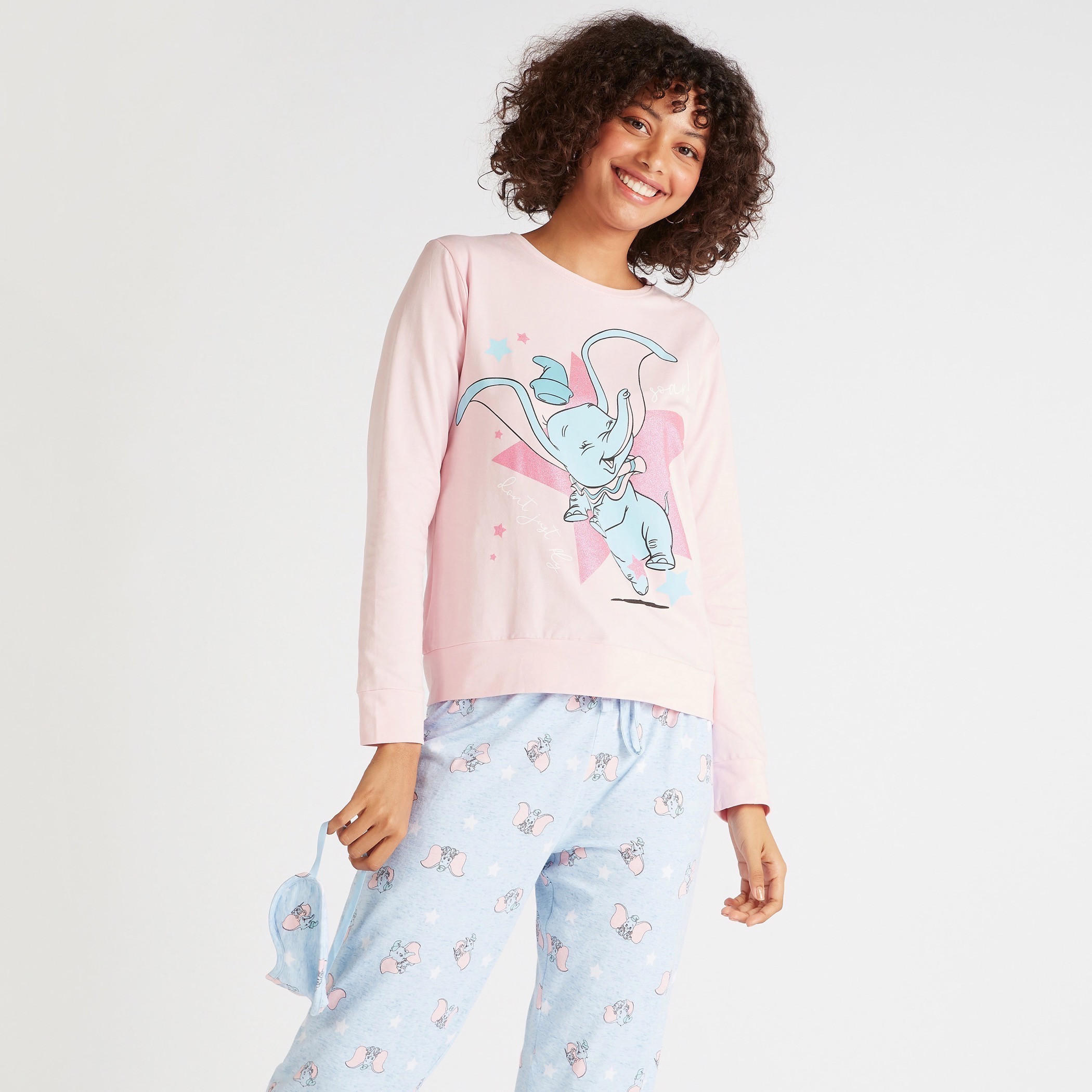 طقم بنطلون بيجاما طويل وتيشيرت بطبعات-women-clothing-nightwear-pyjamas-longsets-image-2
