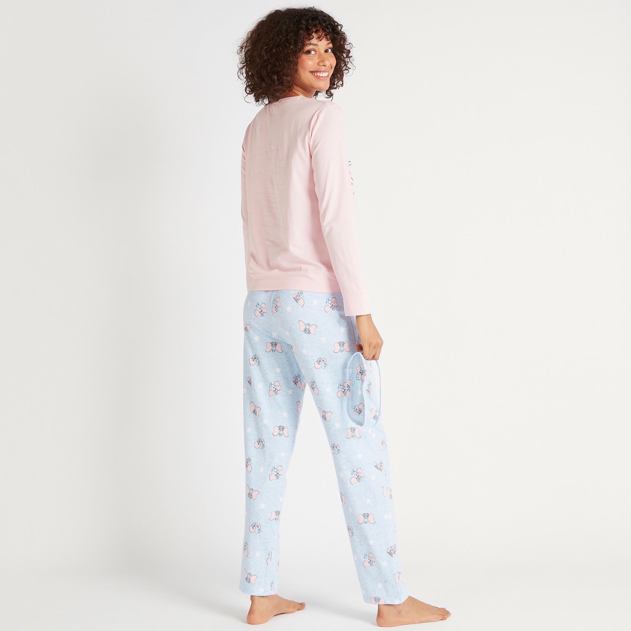 طقم بنطلون بيجاما طويل وتيشيرت بطبعات-women-clothing-nightwear-pyjamas-longsets-image-3