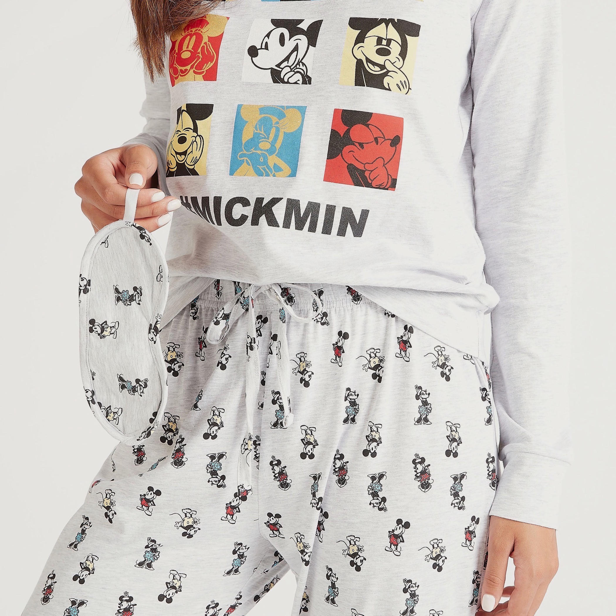 طقم بنطلون بيجاما طويل وقميص بطبعات وقناع عيون-women-clothing-nightwear-pyjamas-longsets-image-4