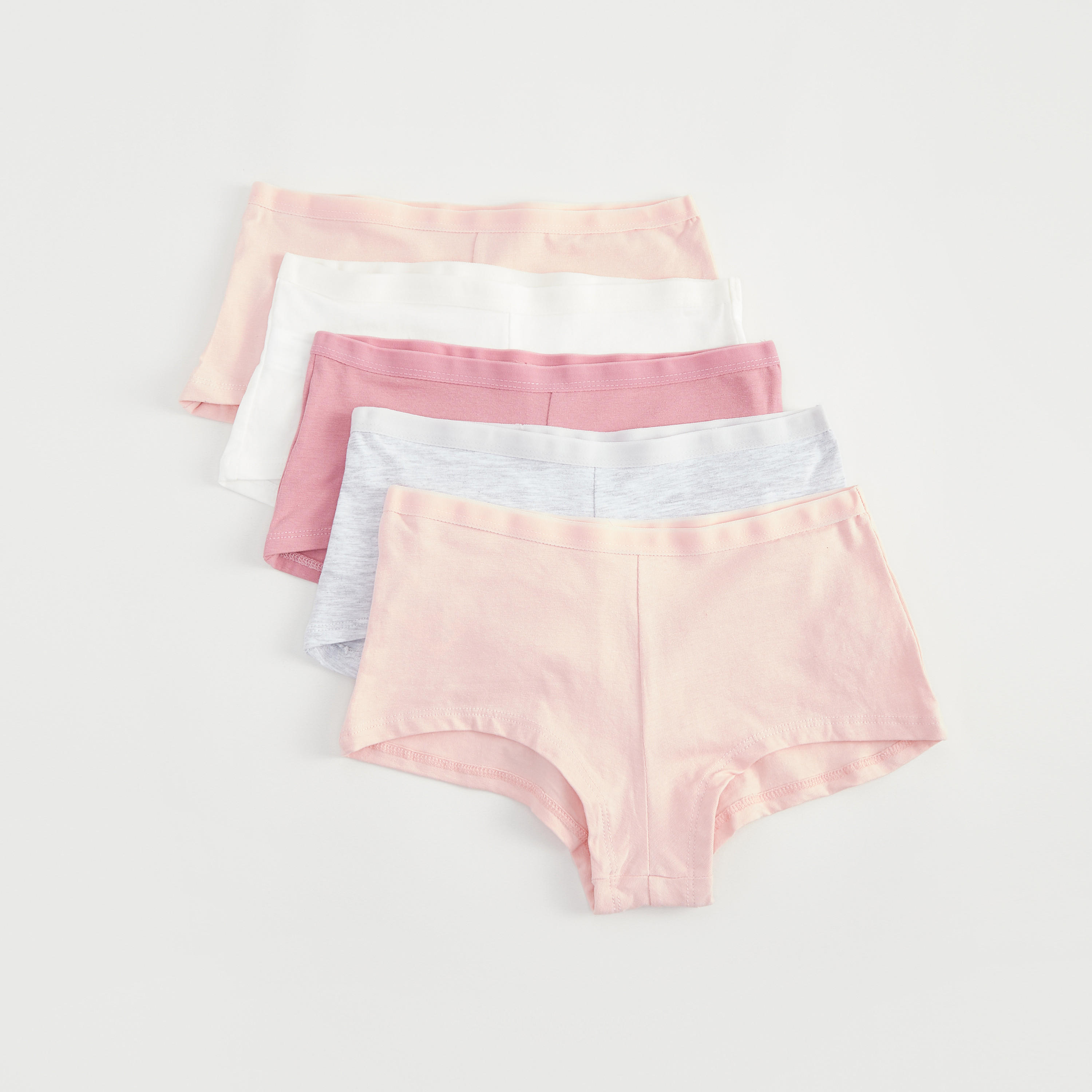 سراويل بوي شورت سادة بخصر مطاطي - طقم من 5 قطع-women-clothing-lingerie-panties-image-1