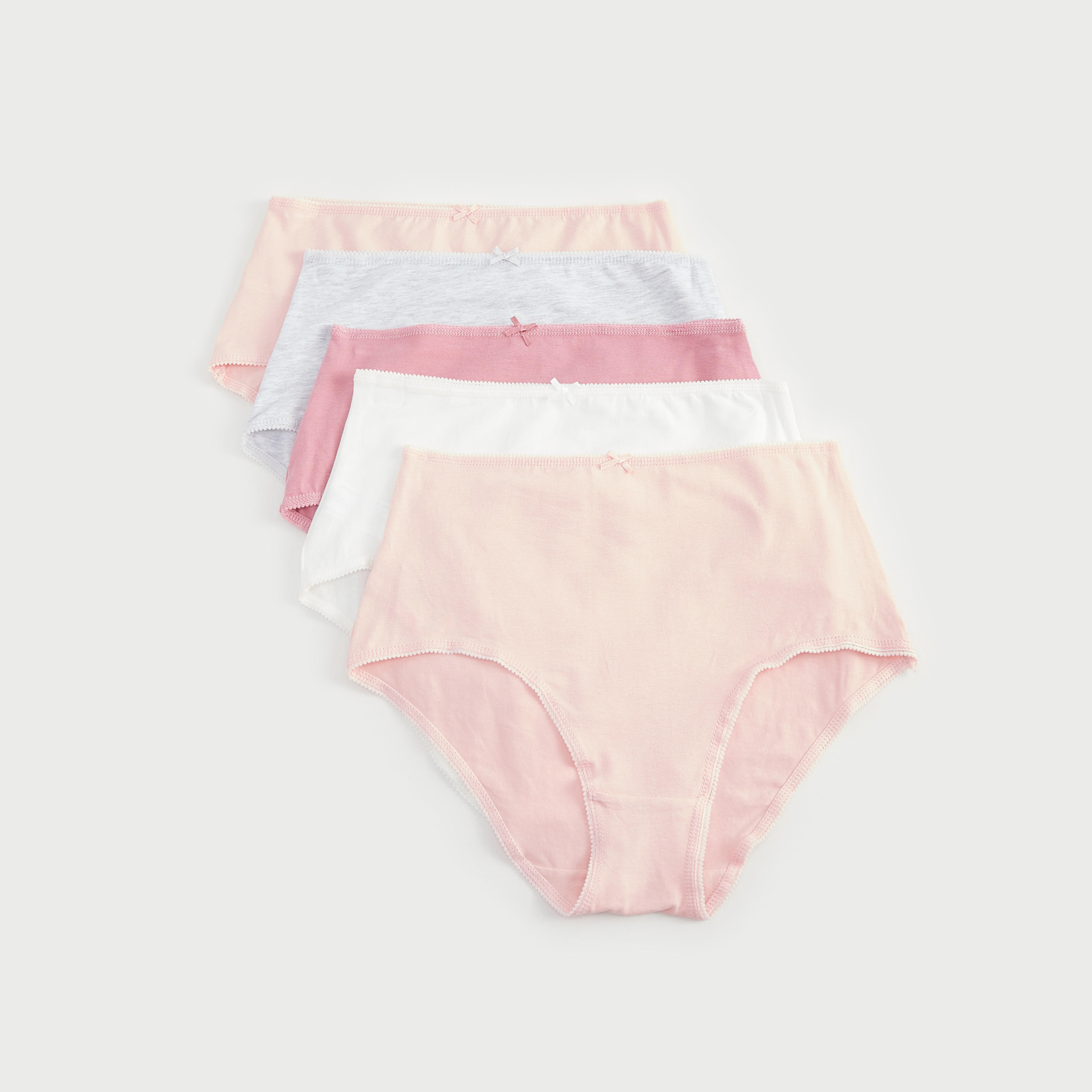 Set of 5 - Solid Boyshorts Briefs with Bow Accent-women-clothing-lingerie-panties-image-1