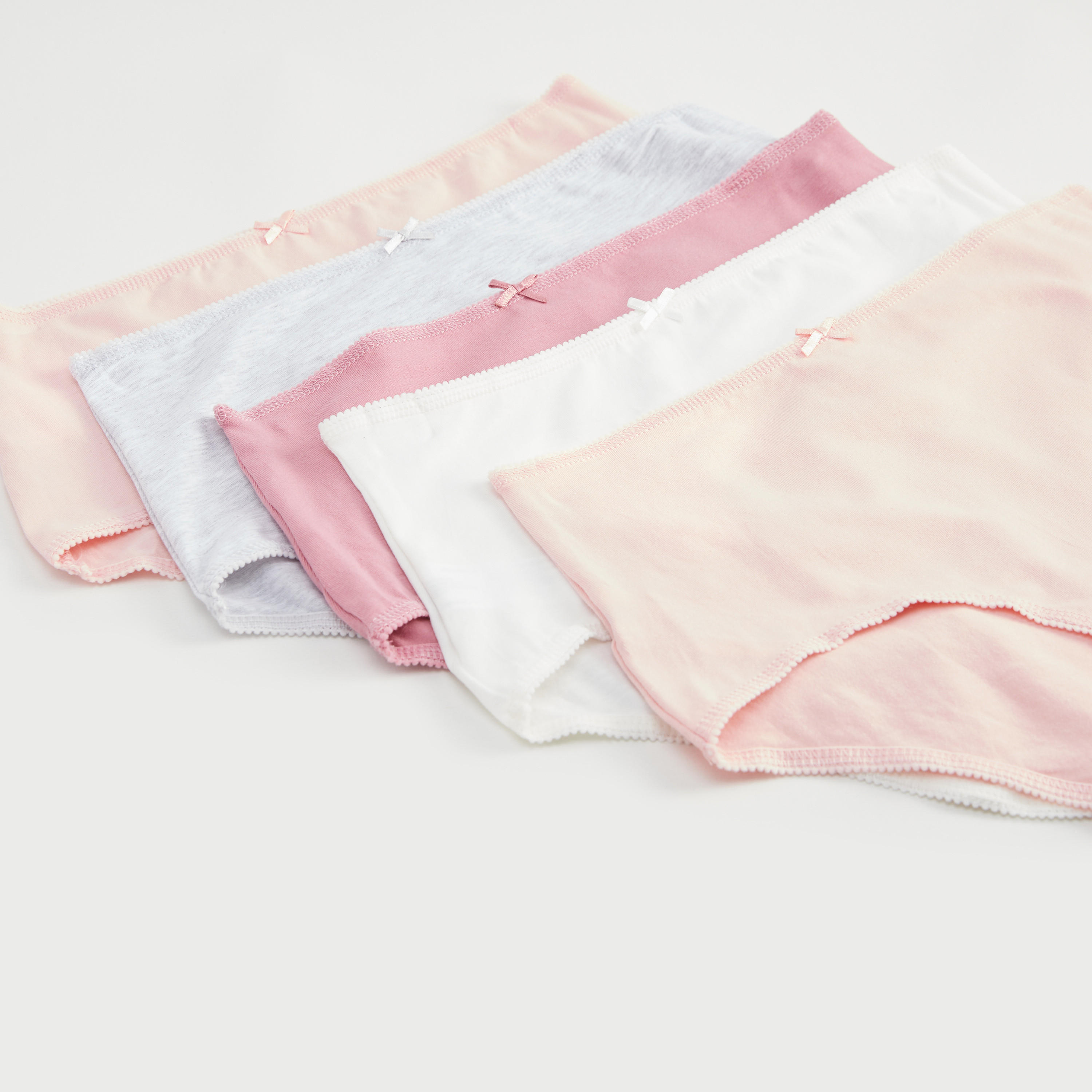 Set of 5 - Solid Boyshorts Briefs with Bow Accent-women-clothing-lingerie-panties-image-2