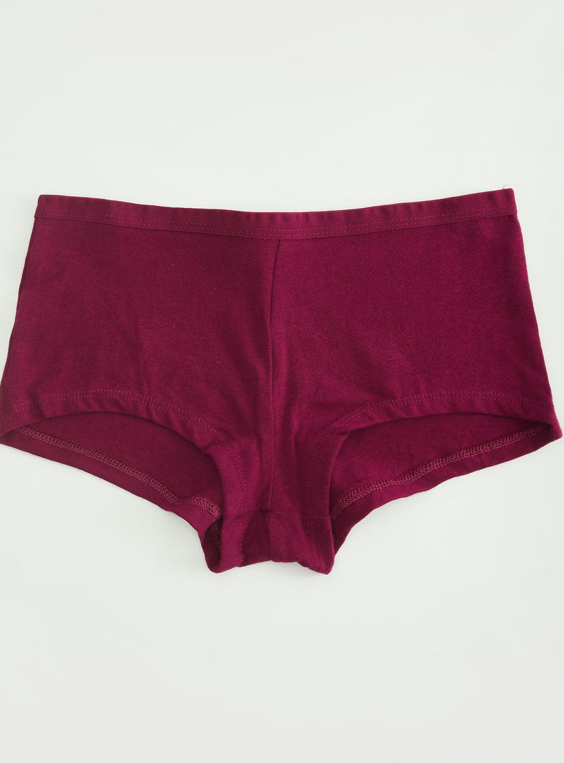 Set of 5 - Solid Boyshort Briefs -women-clothing-lingerie-panties-image-3
