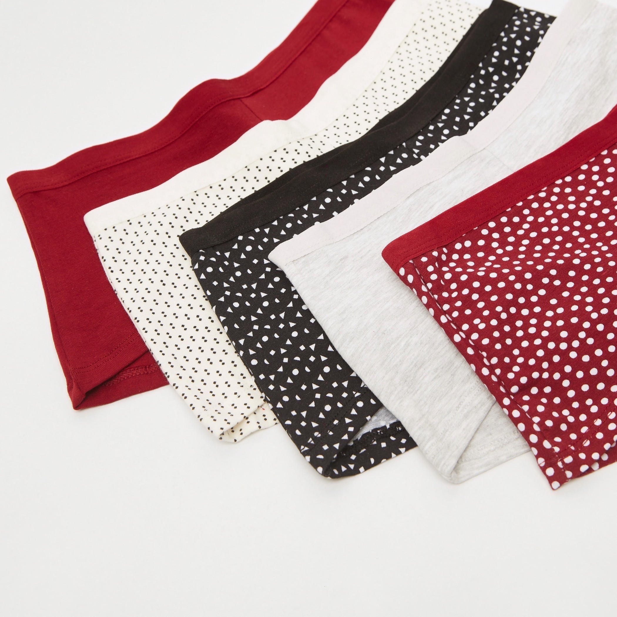 سراويل بوي شورت بخصر مطّاطي - طقم من 5 قطع متنوعة-women-clothing-lingerie-panties-image-2