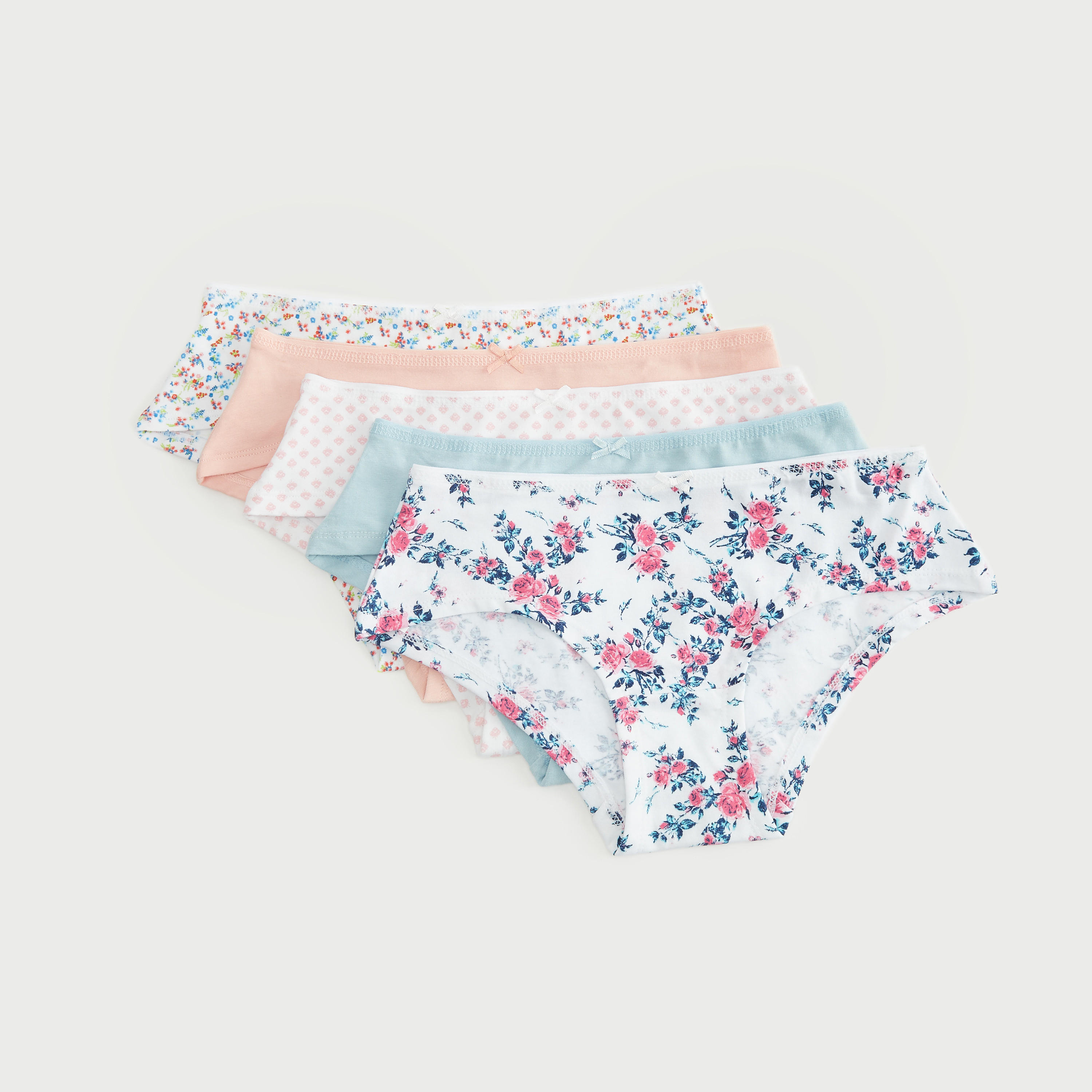 سراويل هيبستر بتفاصيل فيونكة - طقم من 5 قطع متنوعة-women-clothing-lingerie-panties-image-1