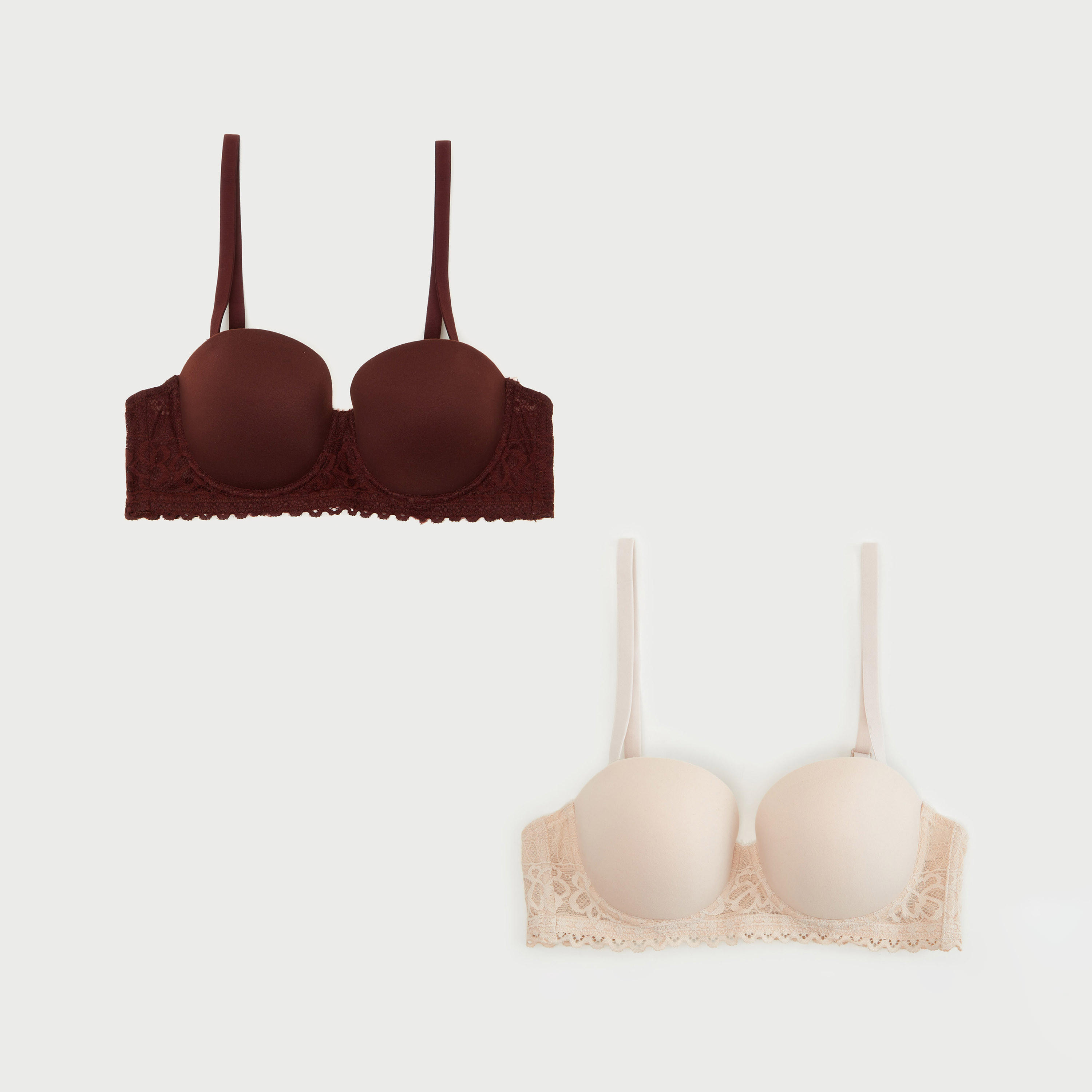 صدريّة بالكونيت مبطنة دانتيل وحمالات قابلة للتعديل - طقم من قطعتين-women-clothing-lingerie-bras-image-1