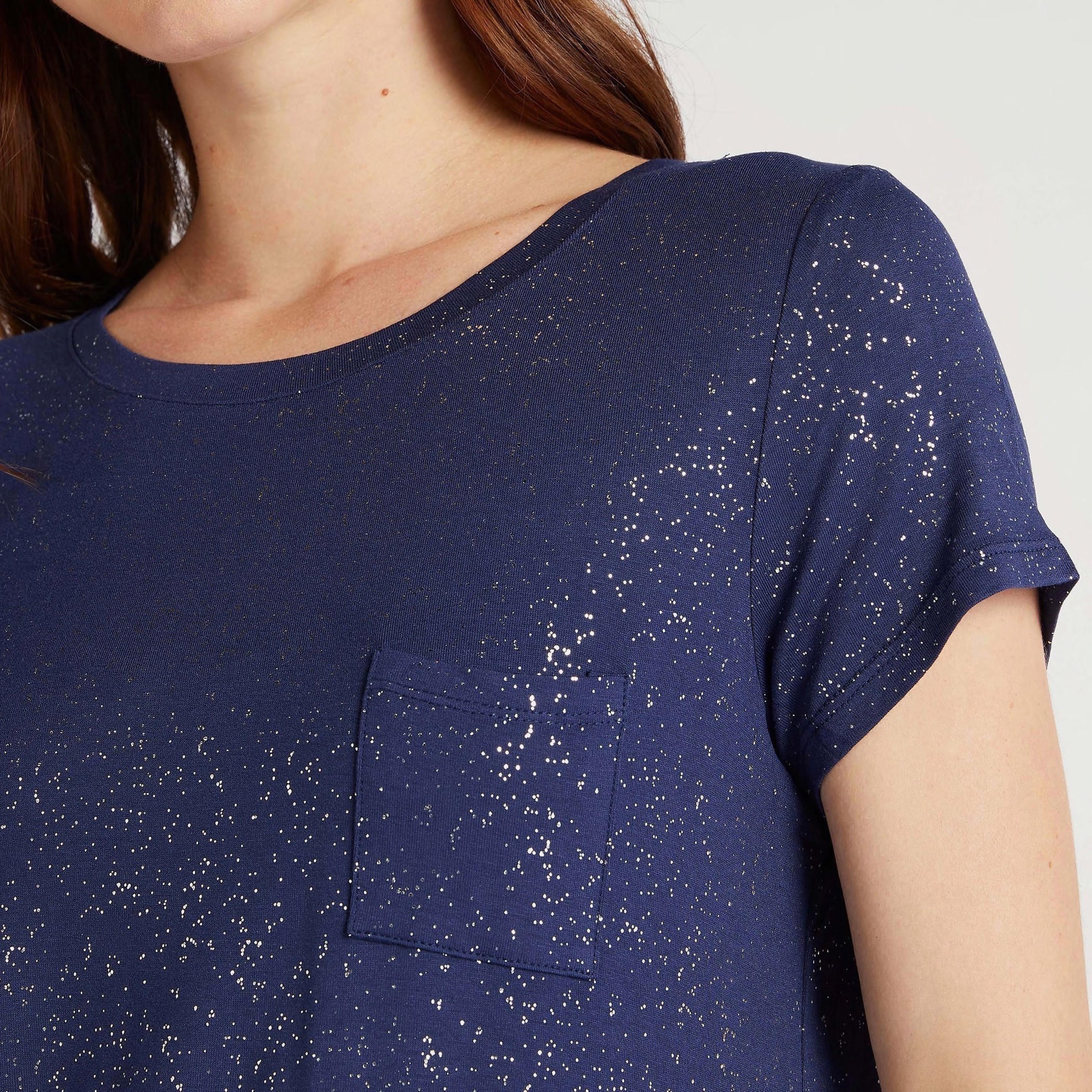 Splatter Print Round Neck T-shirt and Pyjama Set-women-clothing-nightwear-pyjamas-longsets-image-4