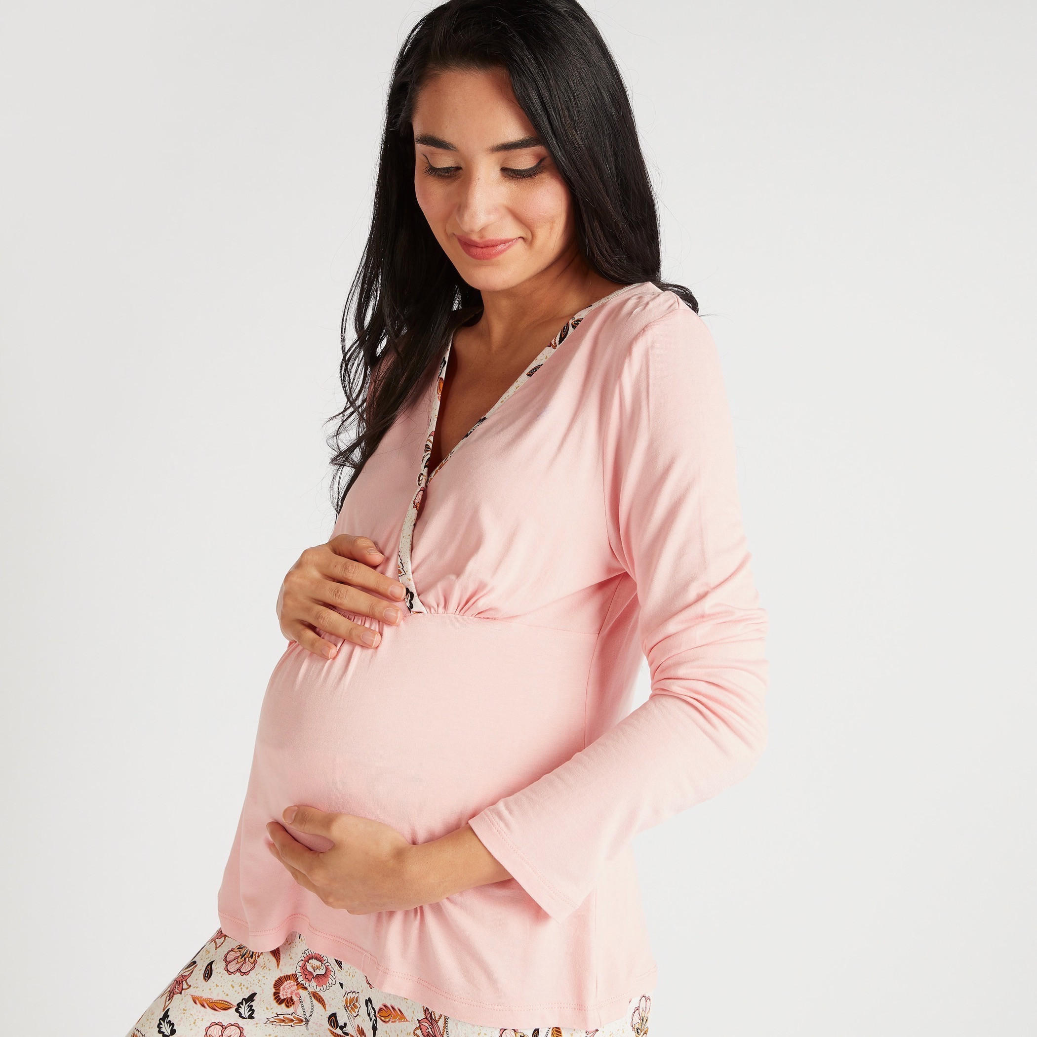 Floral Print 2-Piece Maternity Nightwear Set-women-clothing-maternity-nightwear-image-2